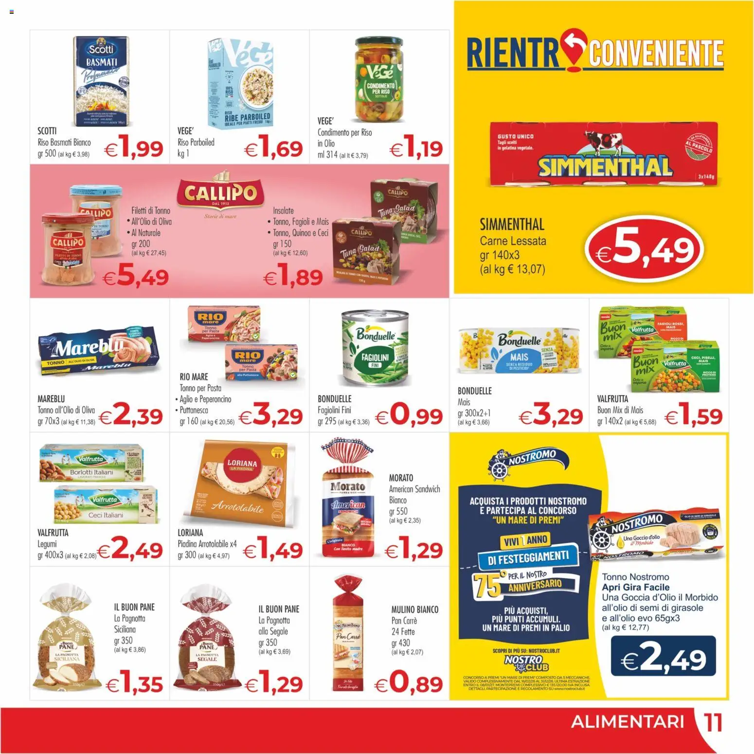 Volantino MerSi Supermercati del 26/08/2026 | Pagina: 11 | Prodotti: Pane, Olio, Carne, Semi di girasole