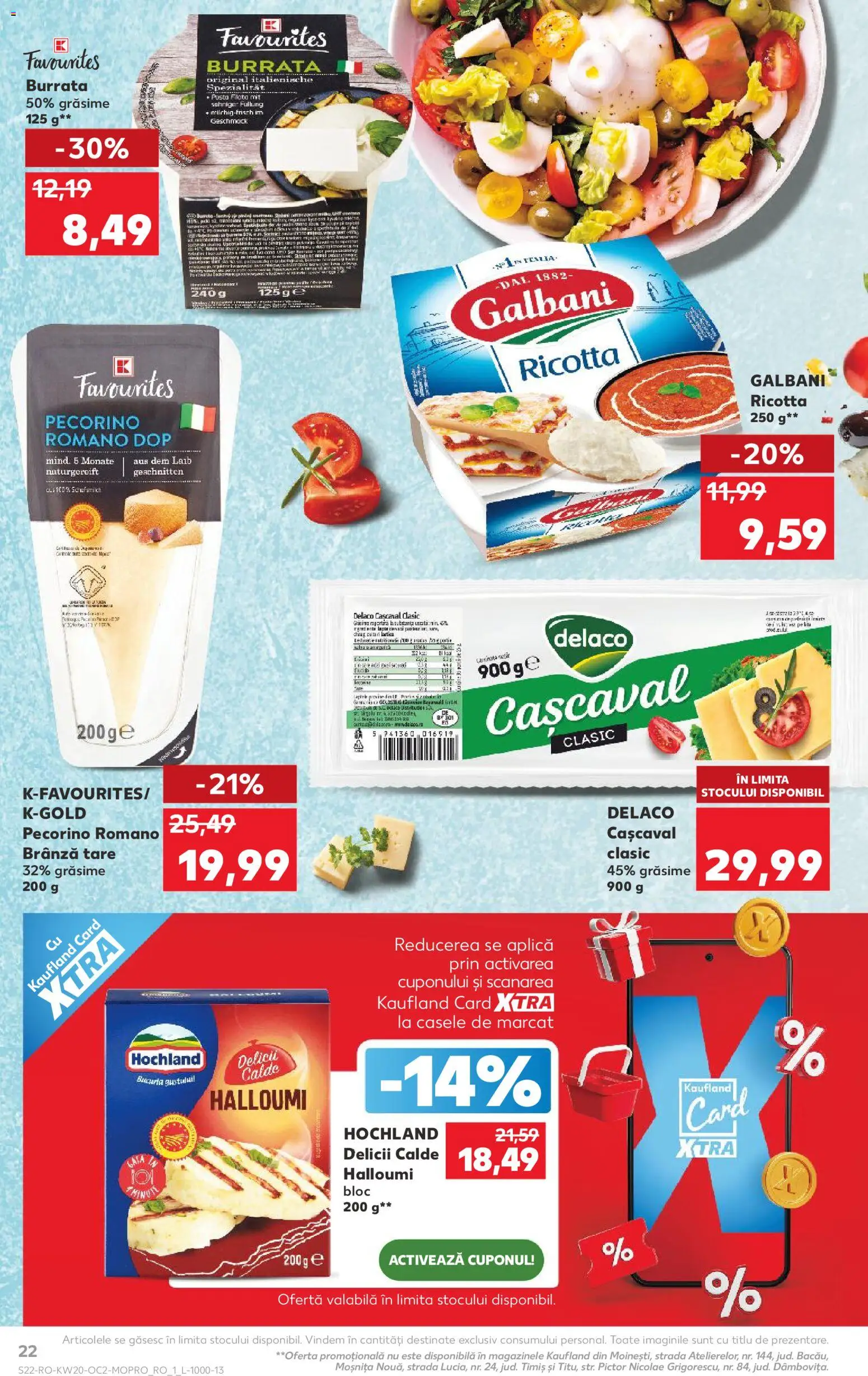 Noul catalog Kaufland – valabil de la 13.05.2026 | Pagină: 22 | Produse: Çift taraflı üst, Light Kedi Konservesi, Cașcaval, Brânză