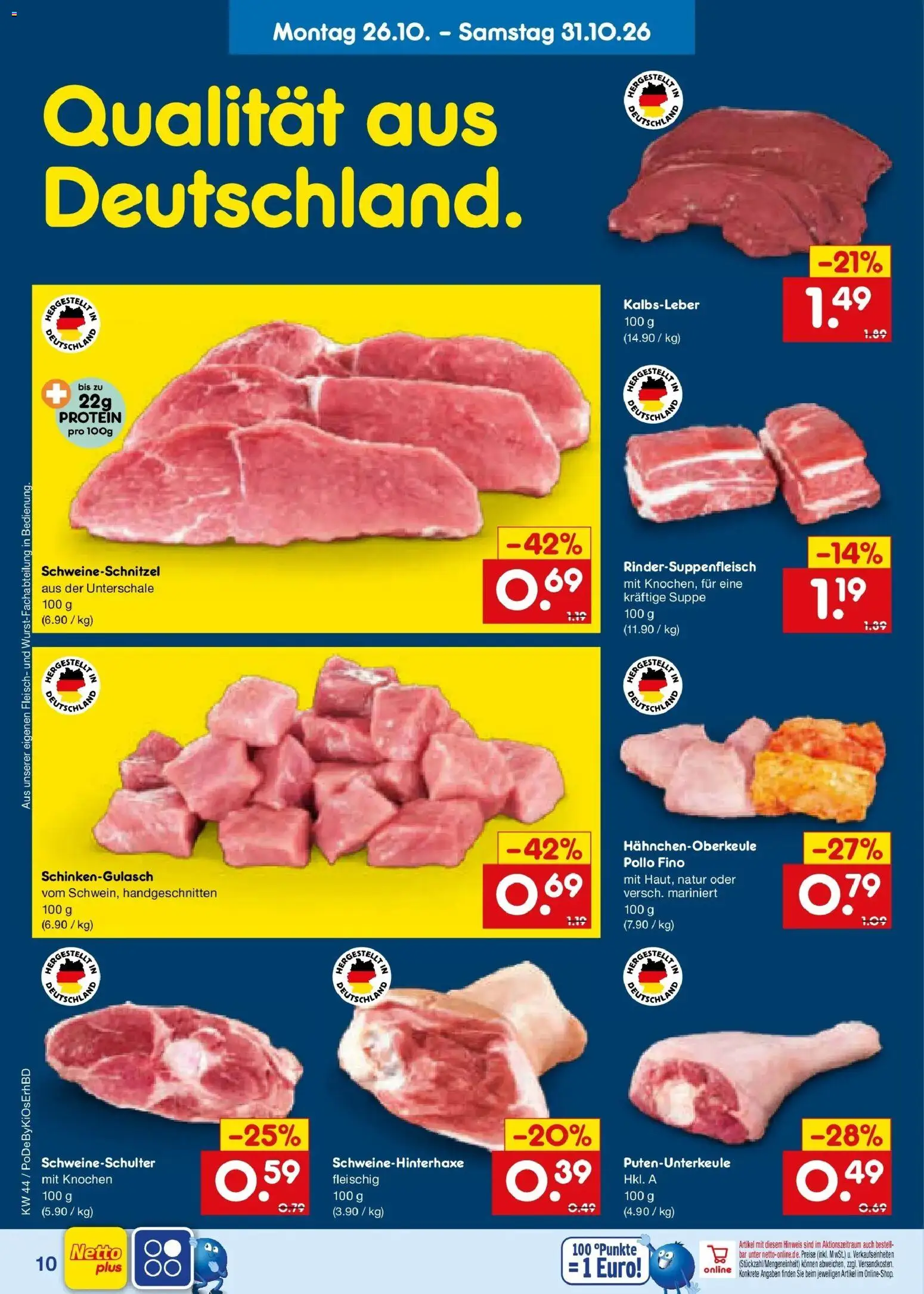 Netto Marken-Discount Prospekt Mistelbach (ab 26.10.2026) » Angebote | Seite: 14 | Produkte: Kalbsleber, Fleisch