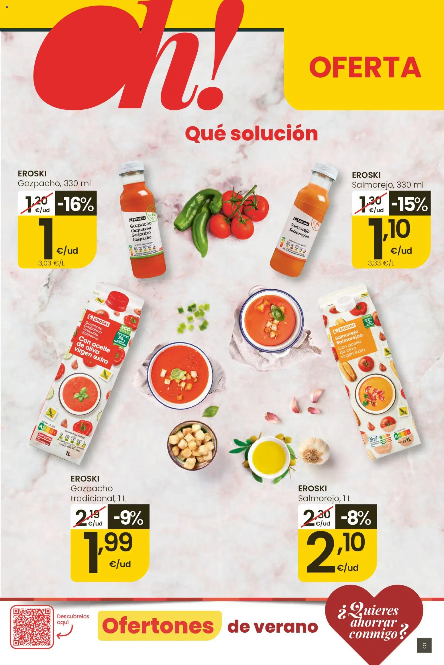 Eroski Ofertones locales de verano │ válido desde el 11.06.2026 | Página: 5 | Productos: Aceite, Aceite de oliva, Aceite de oliva virgen extra, Gazpacho