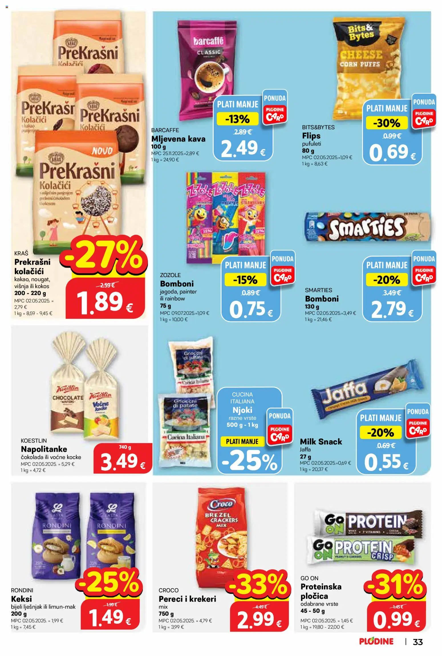 Plodine katalog | vrijedi od 10.06.2026 | Stranica: 33 | Proizvodi: Flips, Mljevena kava, Barcaffe, Kolačići