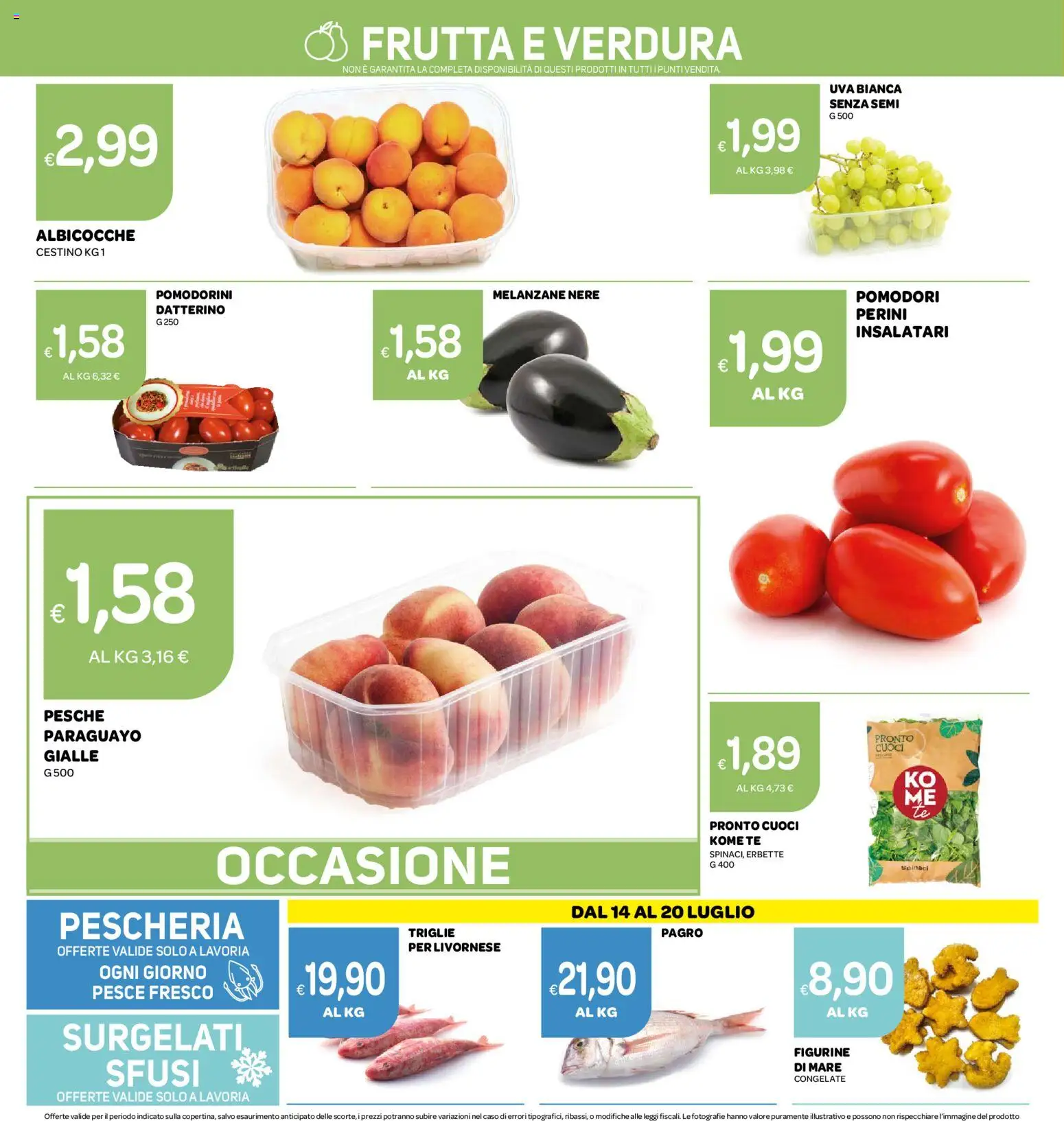Volantino Ekom del 14/07/2026 | Pagina: 8 | Prodotti: Frutta, Pomodori, Spinaci, Albicocche