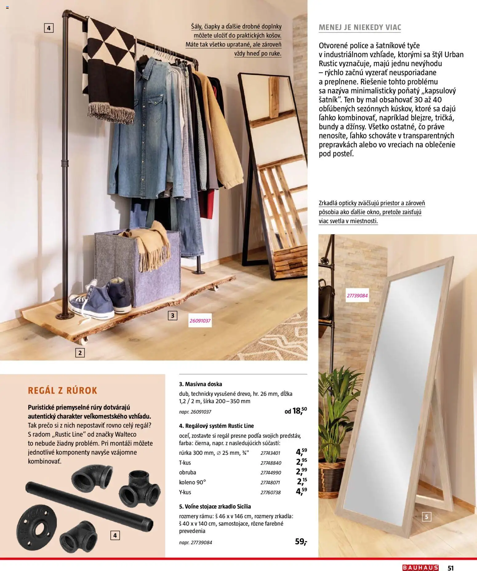 Nové Bauhaus akcie – leták je platný od 03.08.2026 | Strana: 51 | Produkty: Regál, Zrkadlo, Police, Koleno