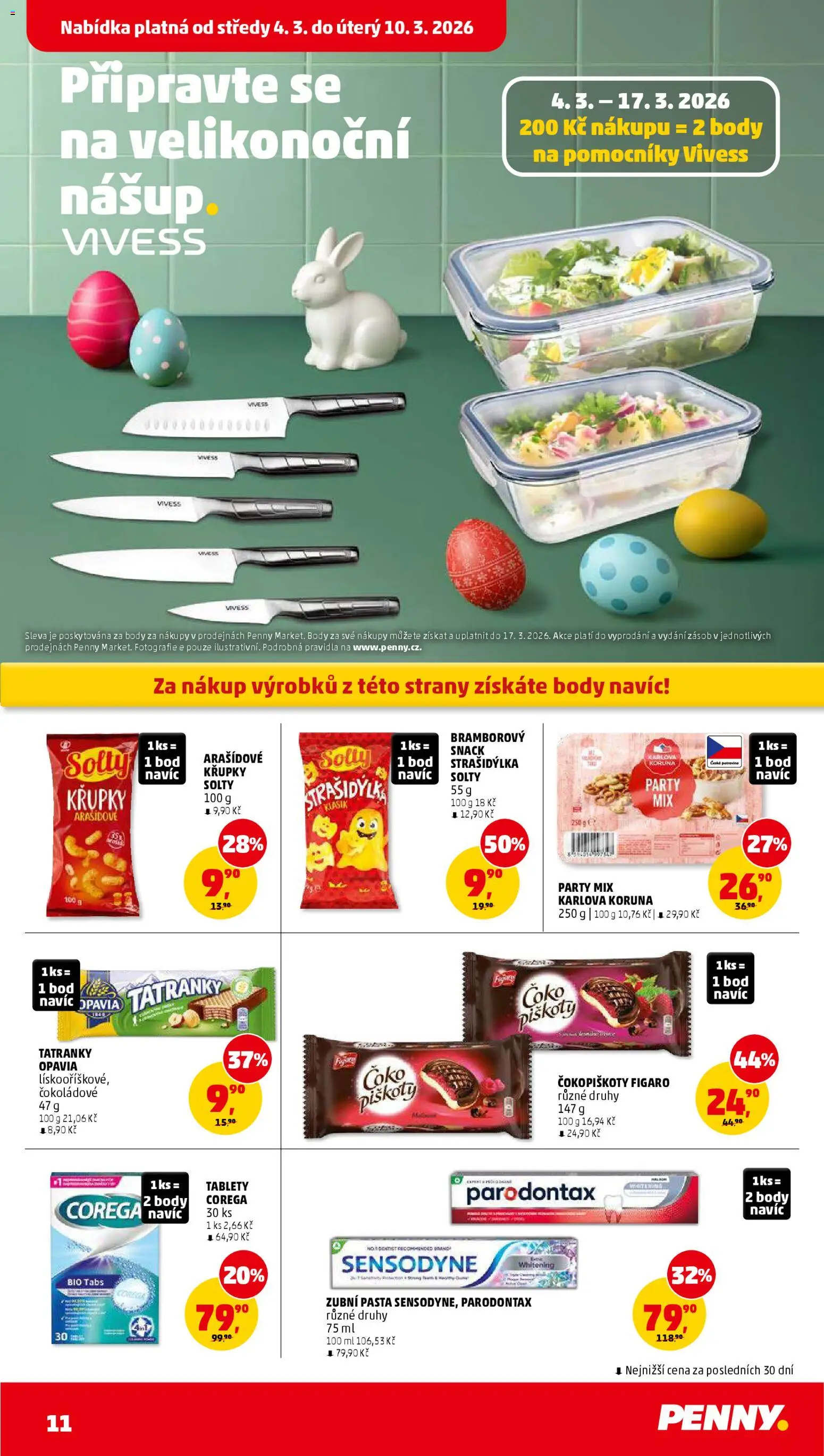 Penny Market leták od 04.03.2026 | Strana: 11 | Produkty: Zubní pasta, Corega, Piškoty, Křupky