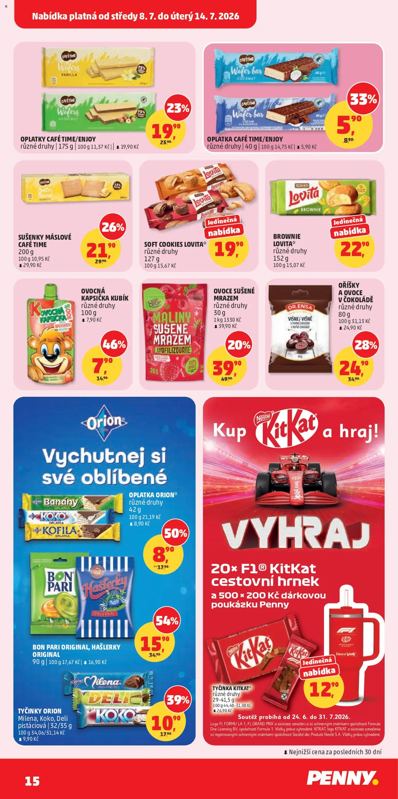 Penny Market leták od 08.07.2026 | Strana: 15 | Produkty: Brownie, Oříšky, Maliny, Oplatky