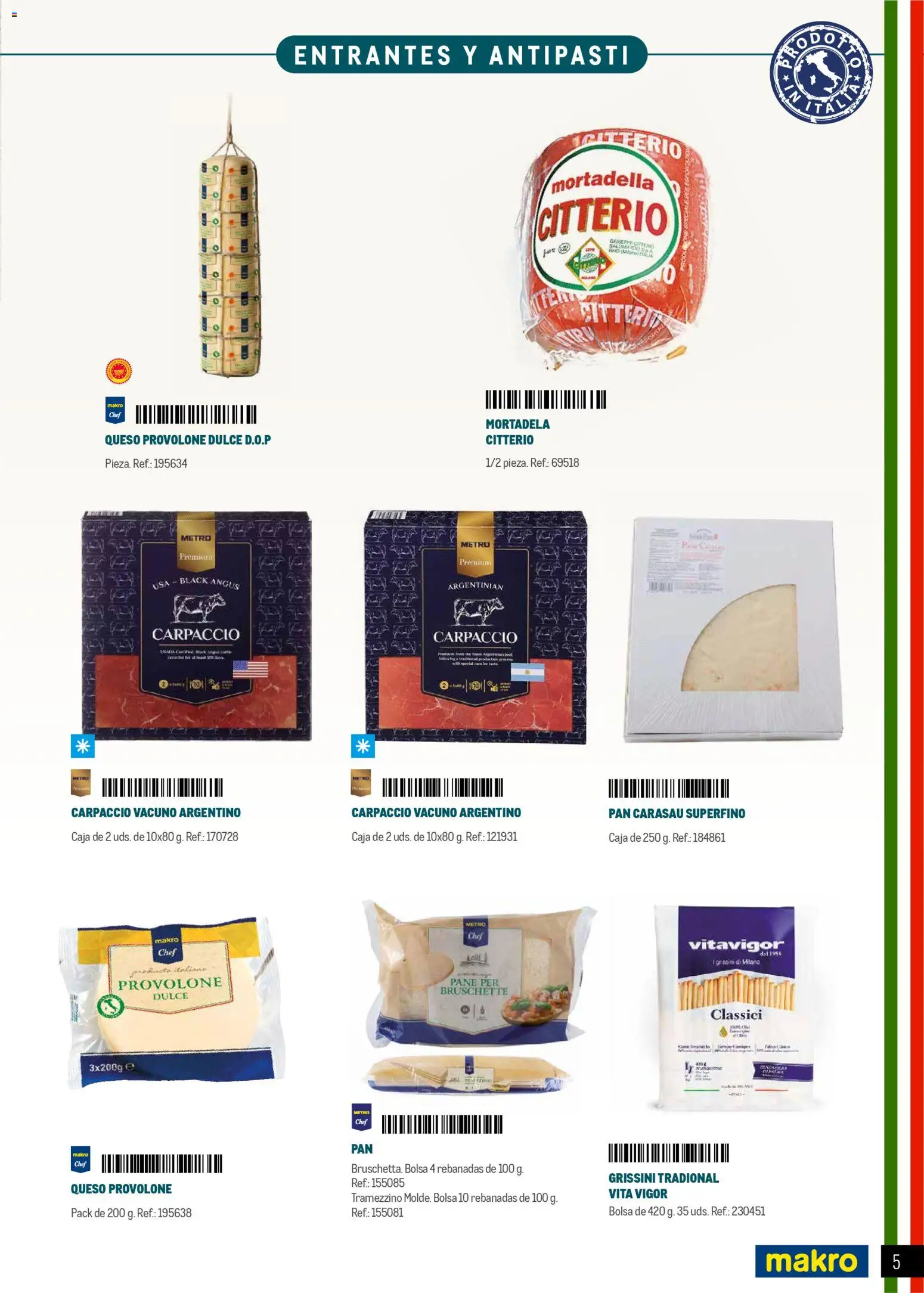 Makro Restaurantes italianos Prat │ válido desde el 27.03.2026 | Página: 5 | Productos: Pan, Bolsa, Mortadela, Caja