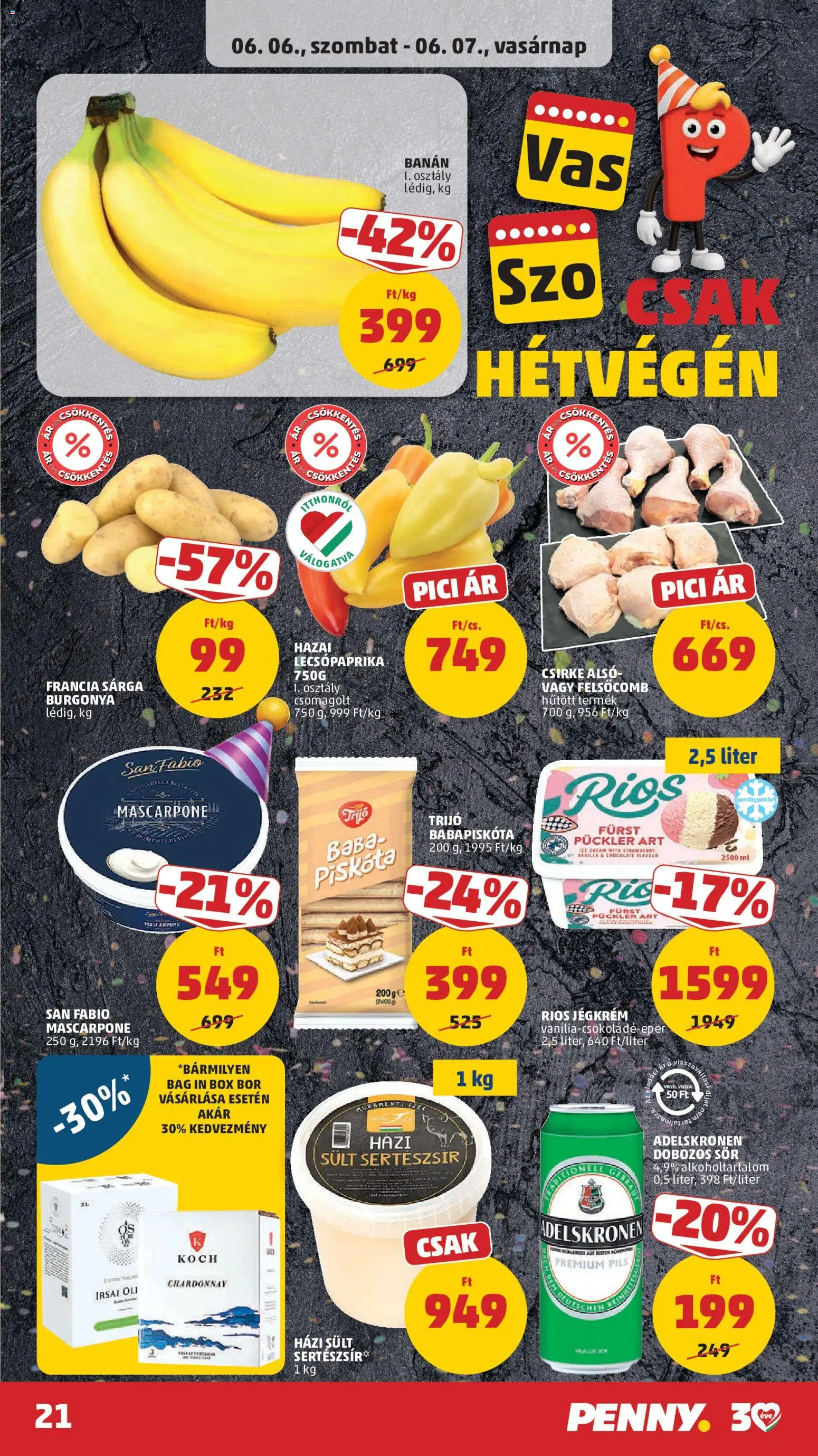 PENNY akciós ujság - amely érvényes a következő dátumtól: 04.06.2026 | Oldal: 25 | Termékek: Mascarpone, Dobozos sör, Bor, Jégkrém