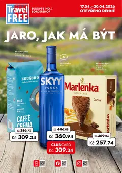 Náhled letáku Travel Free leták od 17.04.2026 | Strana: 1 | Produkty: Vodka, Crema, Kakao, Marlenka