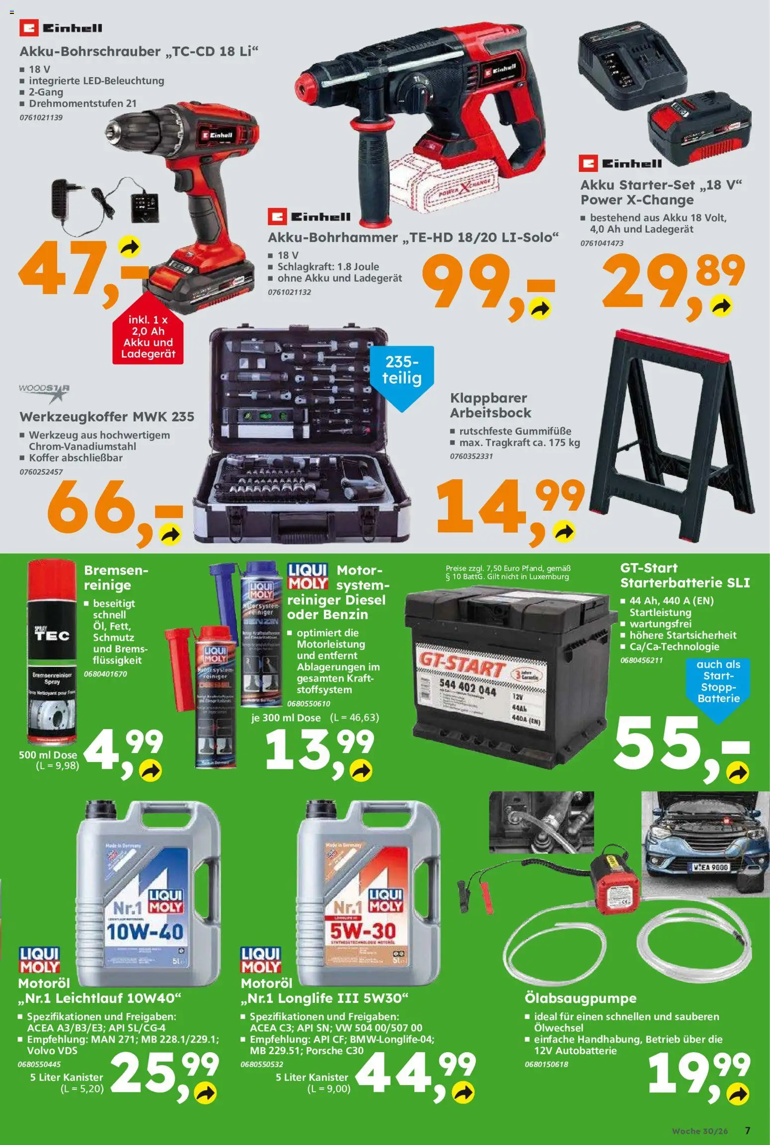 Globus Baumarkt Prospekt Dietzenbach – gültig ab 20.07.2026 | Seite: 7 | Produkte: Batterie, Koffer, Ladegerät