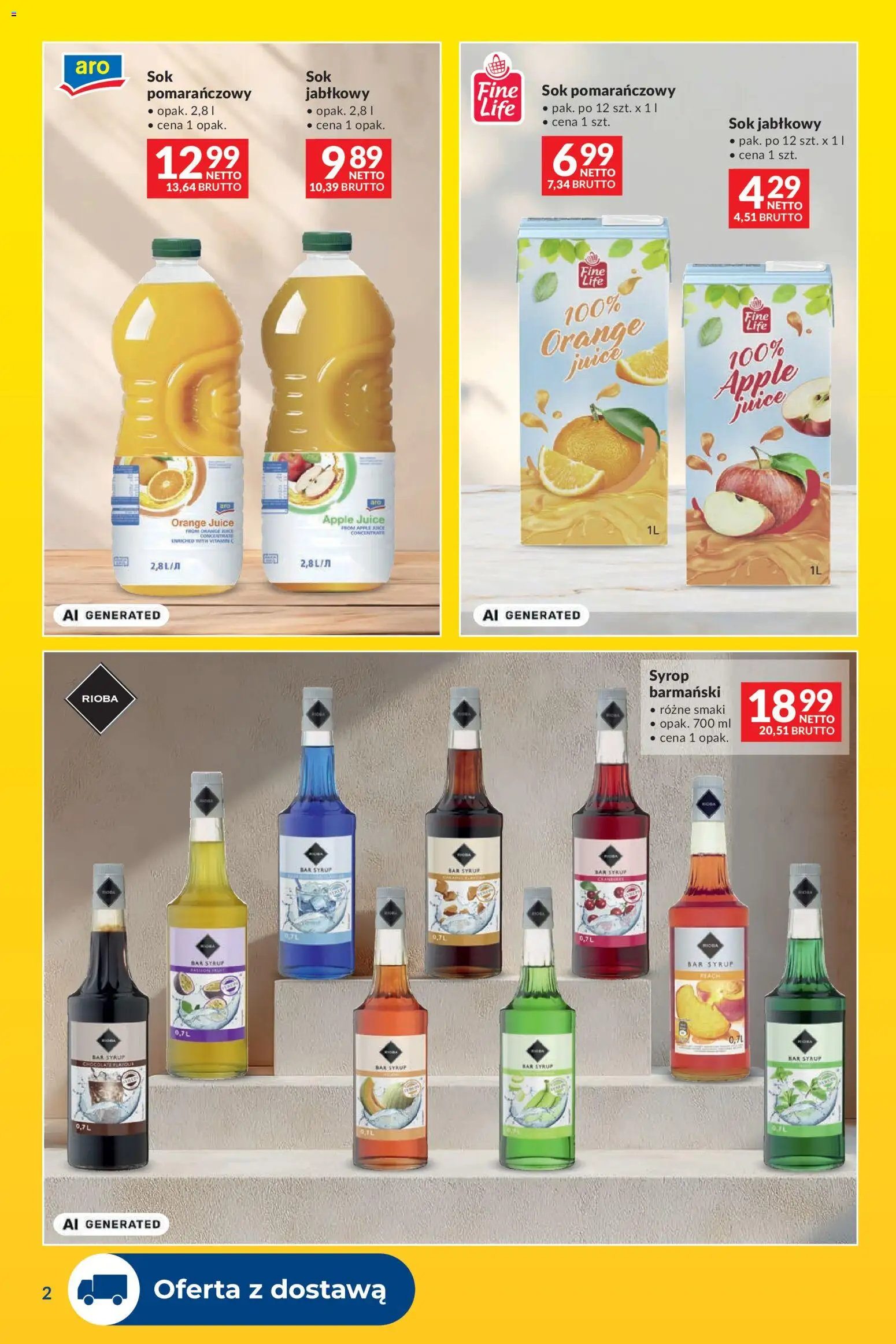Makro gazetka - Dostawy dla gastronomii od 01.10.2026 | Strona: 2 | Produkty: Syrop, Sok pomarańczowy, Sok jabłkowy, Sok