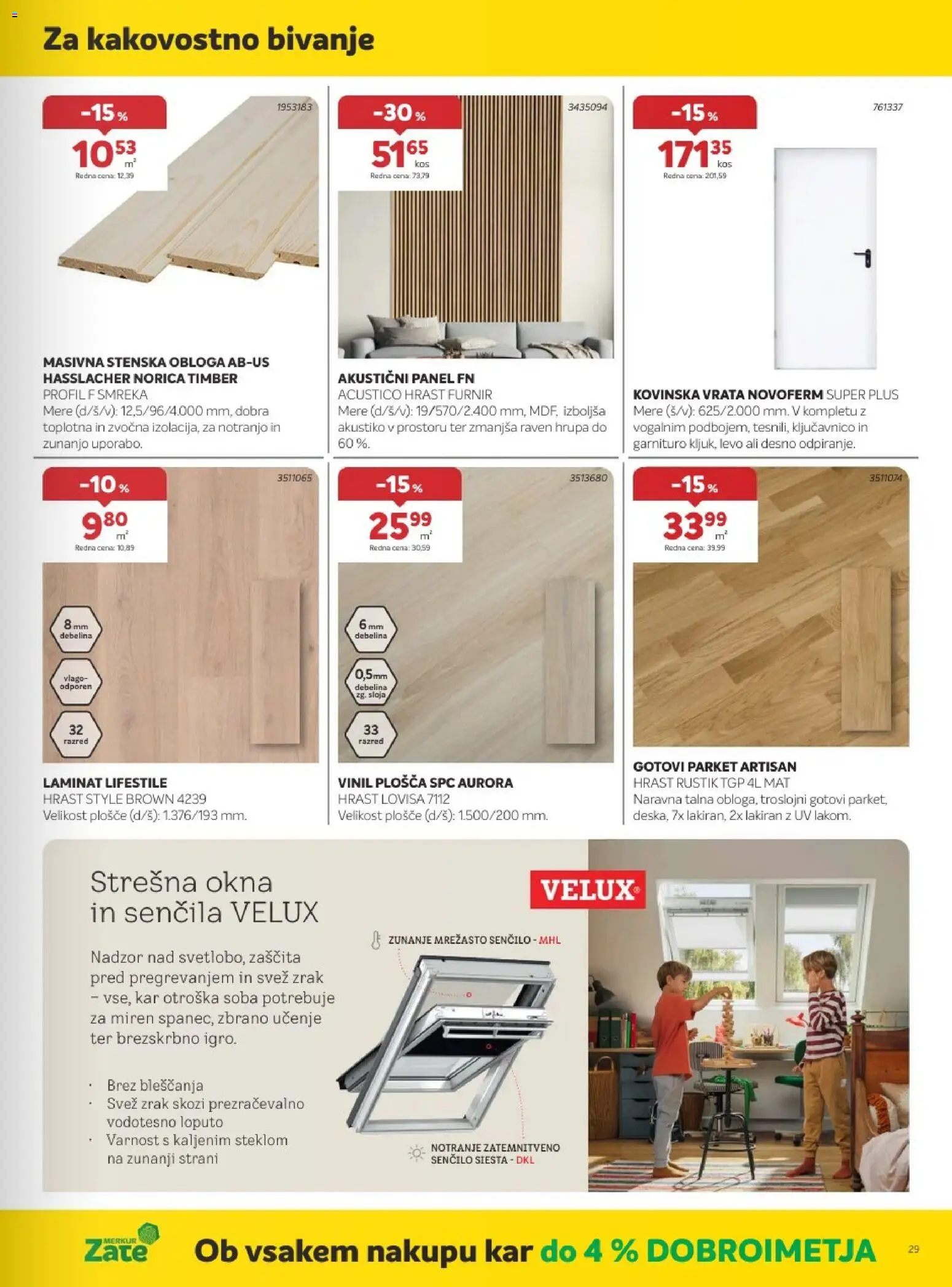Novi Merkur katalog ponudbe – veljaven od 07.10.2026 | Stran: 29 | Izdelki: Furnir, Senčilo, Vrata