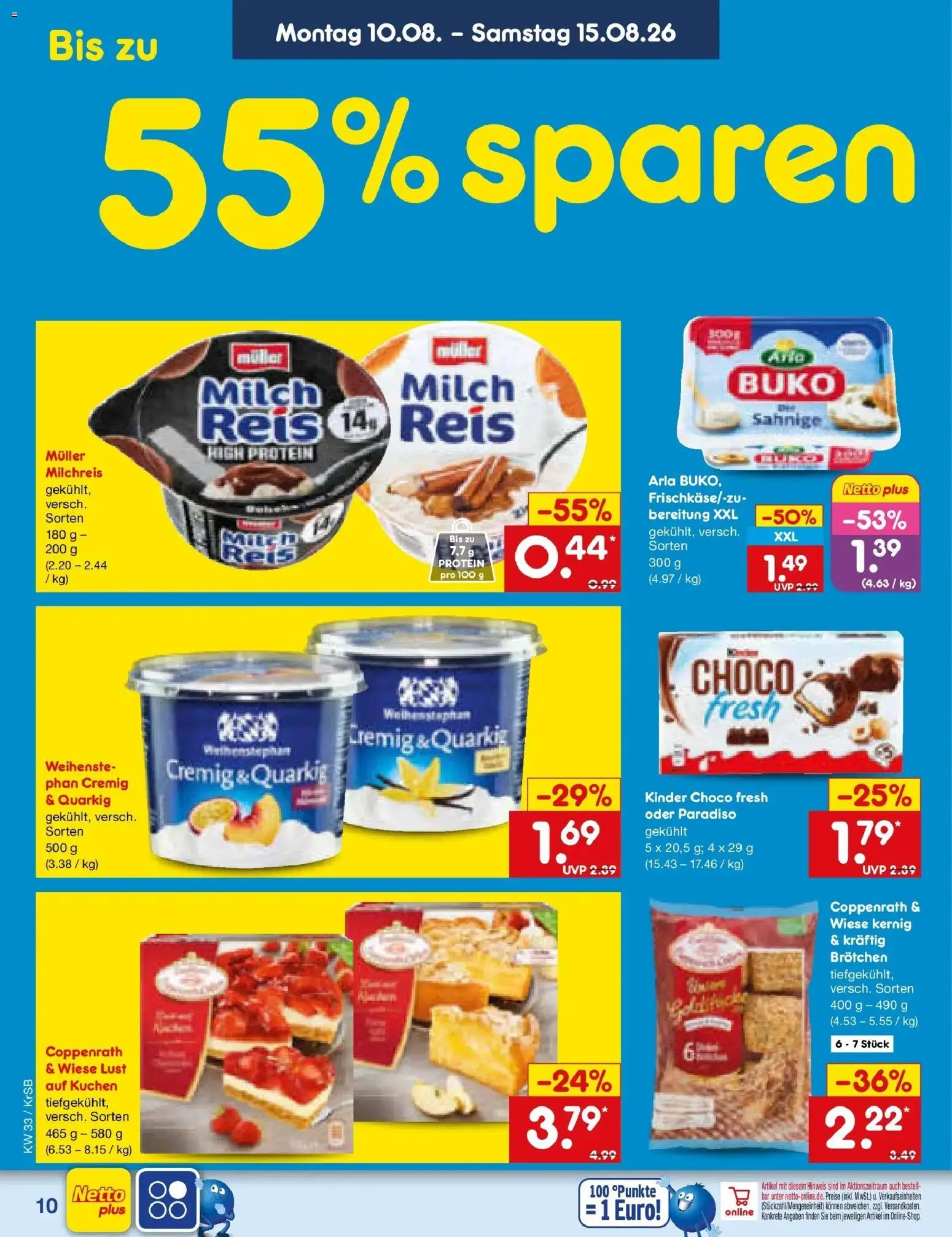 Netto Marken-Discount Prospekt Jüchen (ab 10.08.2026) » Angebote | Seite: 10 | Produkte: Milch, Reis, Kuchen