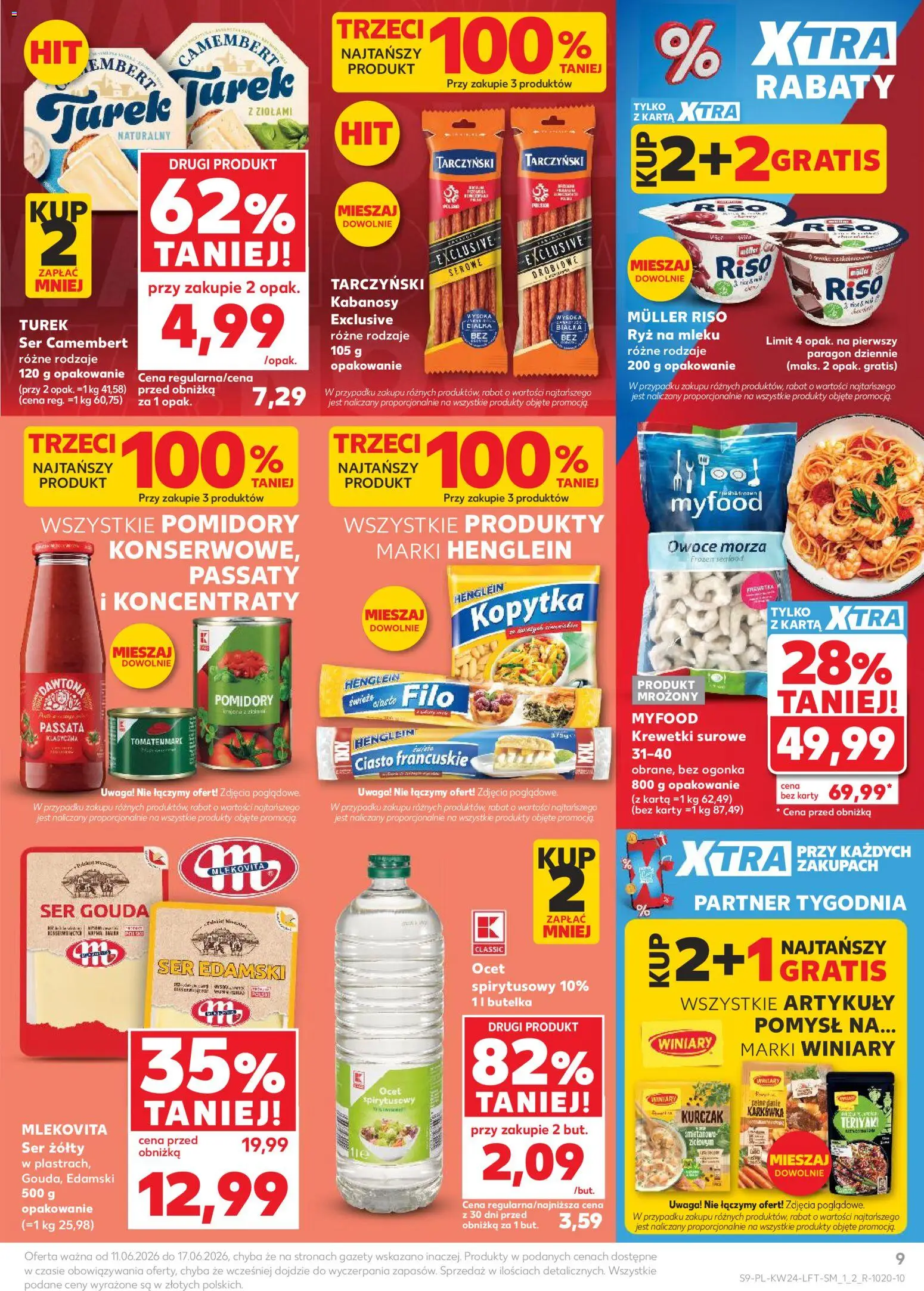 Kaufland Polsko leták od 11.06.2026 | Strana: 9 | Produkty: Gouda, Ocet, Karty, Camembert