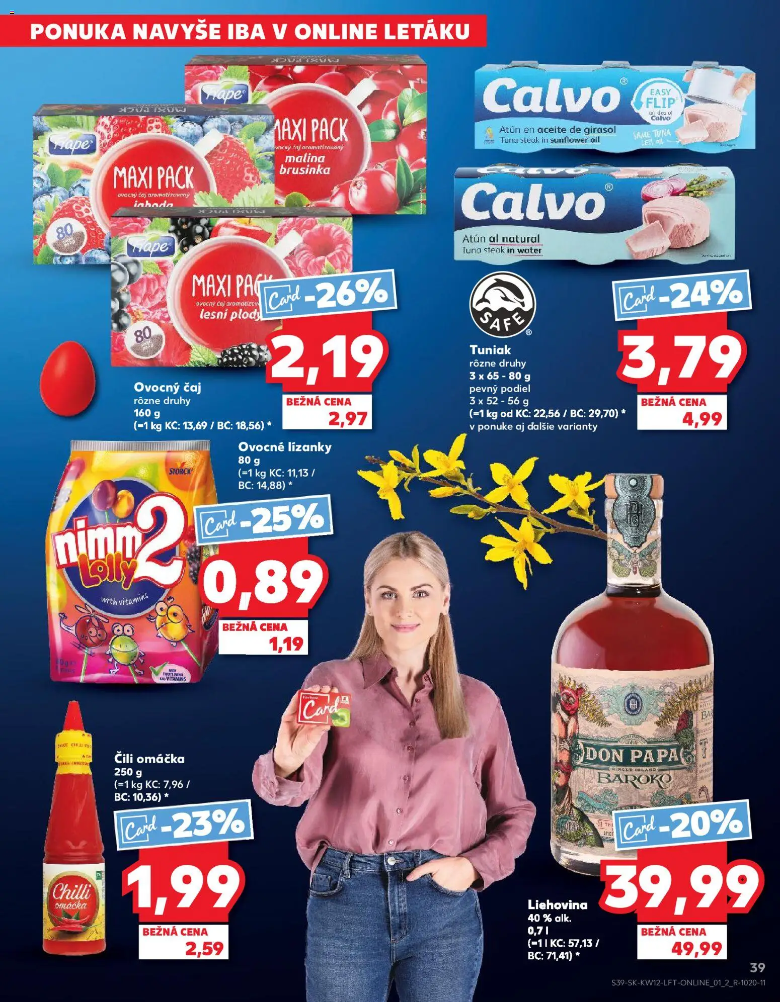 Nové Kaufland akcie – leták je platný od 19.03.2026 | Strana: 39 | Produkty: Tuniak, Čaj, Don Papa, Steak