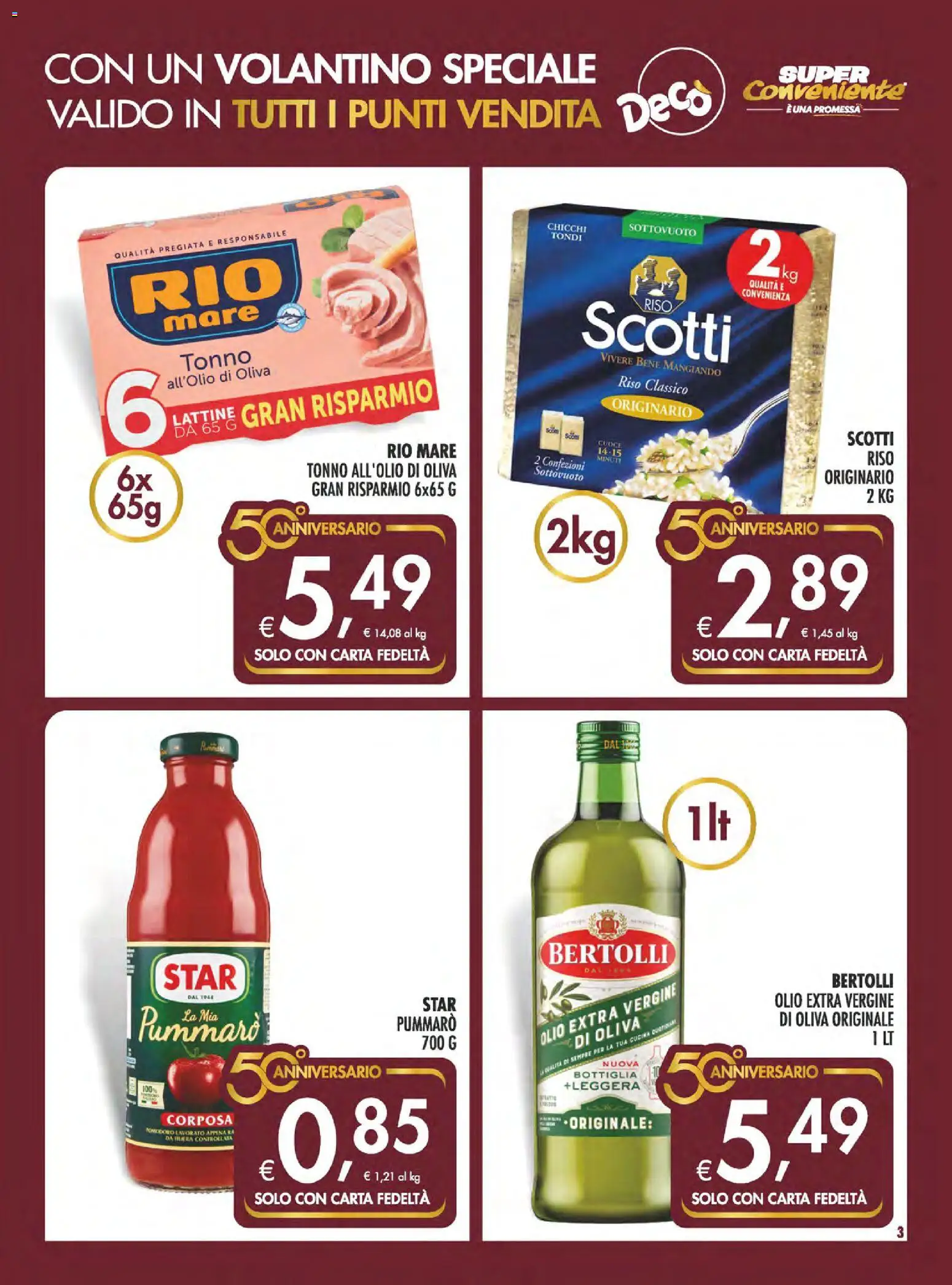 Volantino SuperConveniente del 28.05.2026 | Pagina: 3 | Prodotti: Riso, Olio, Tonno, Bottiglia