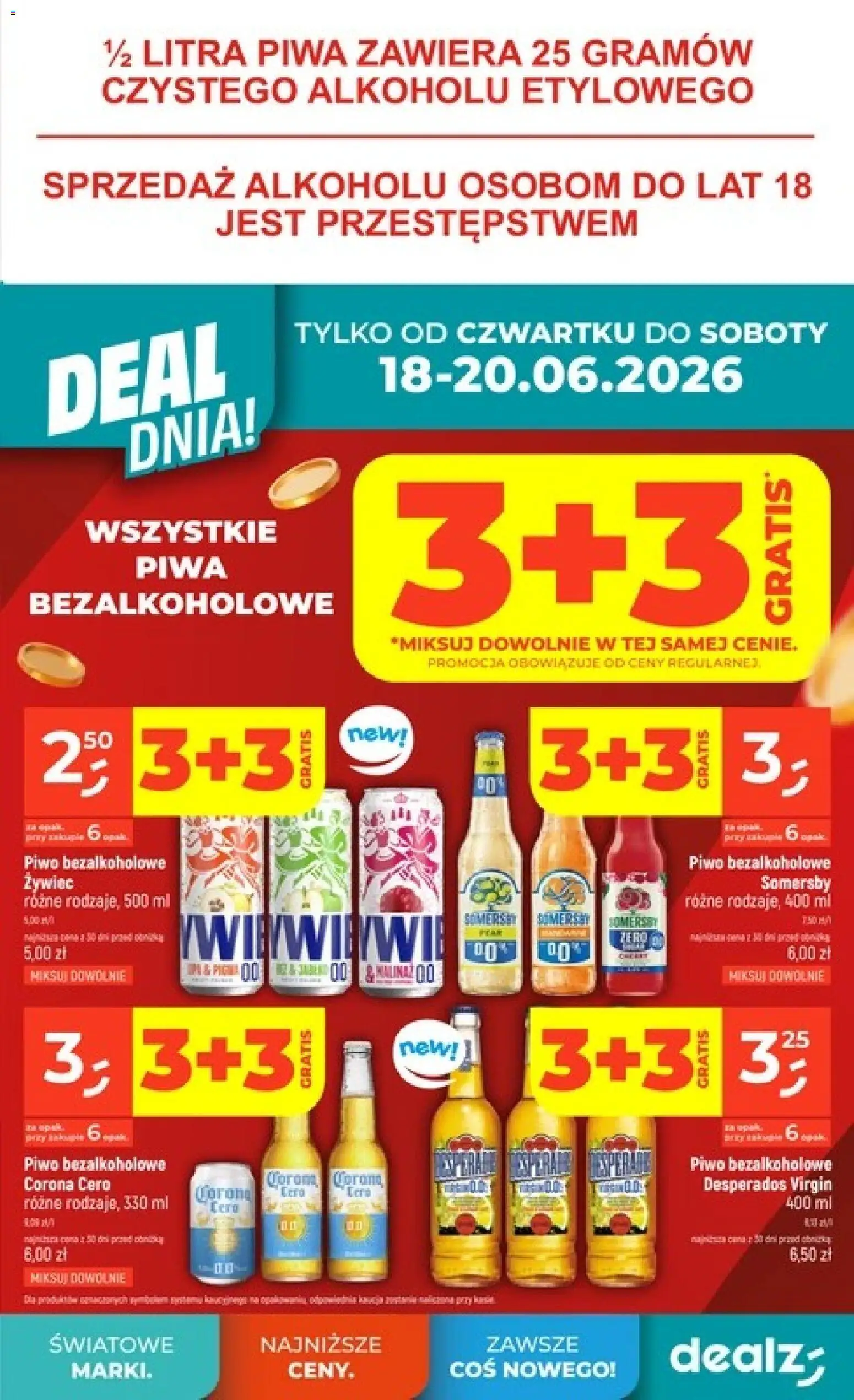 Dealz gazetka - Deal dnia od 18.06.2026 | Strona: 3 | Produkty: Piwo, Somersby
