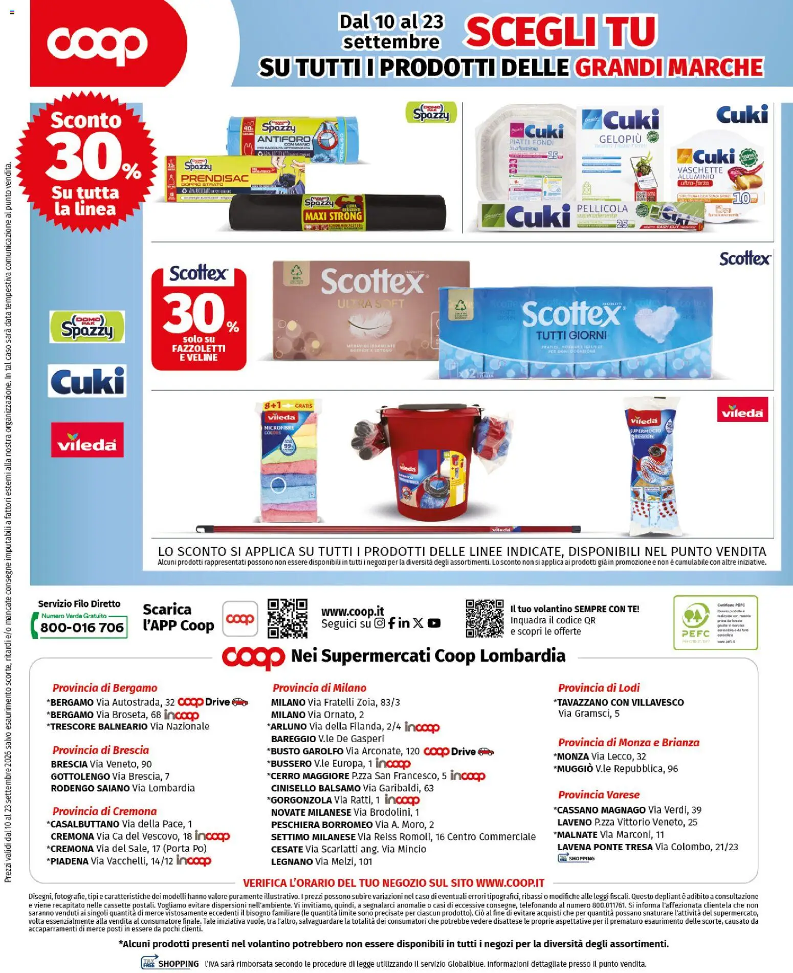 Volantino COOP del 10/09/2026 | Pagina: 16 | Prodotti: Porta, Tè, Fazzoletti, Pellicola