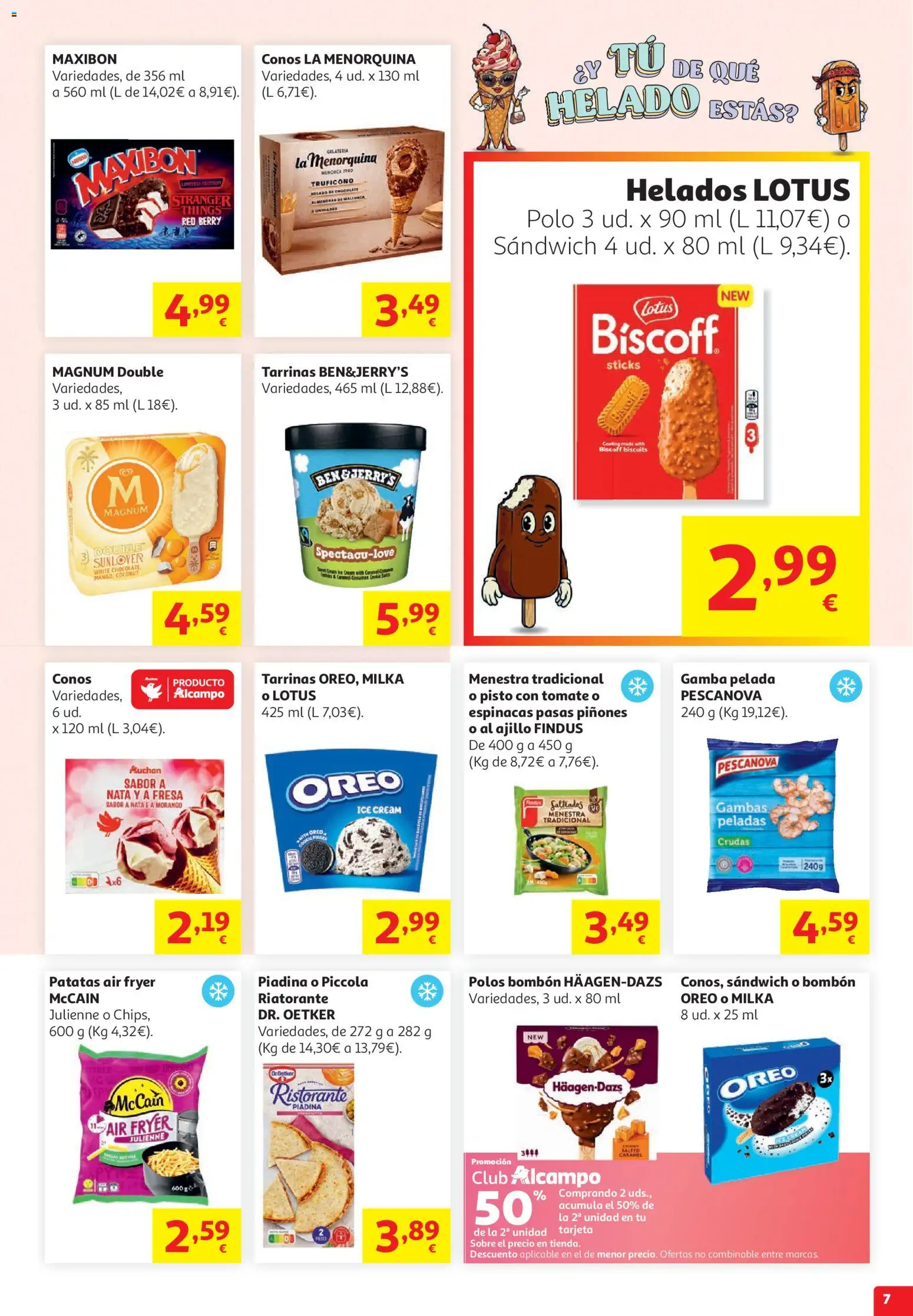 Alcampo HG Nacional No Litoral │ válido desde el 15/07/2026 | Página: 7 | Productos: Chocolate, Πορσελάνη, Helado, Gamba