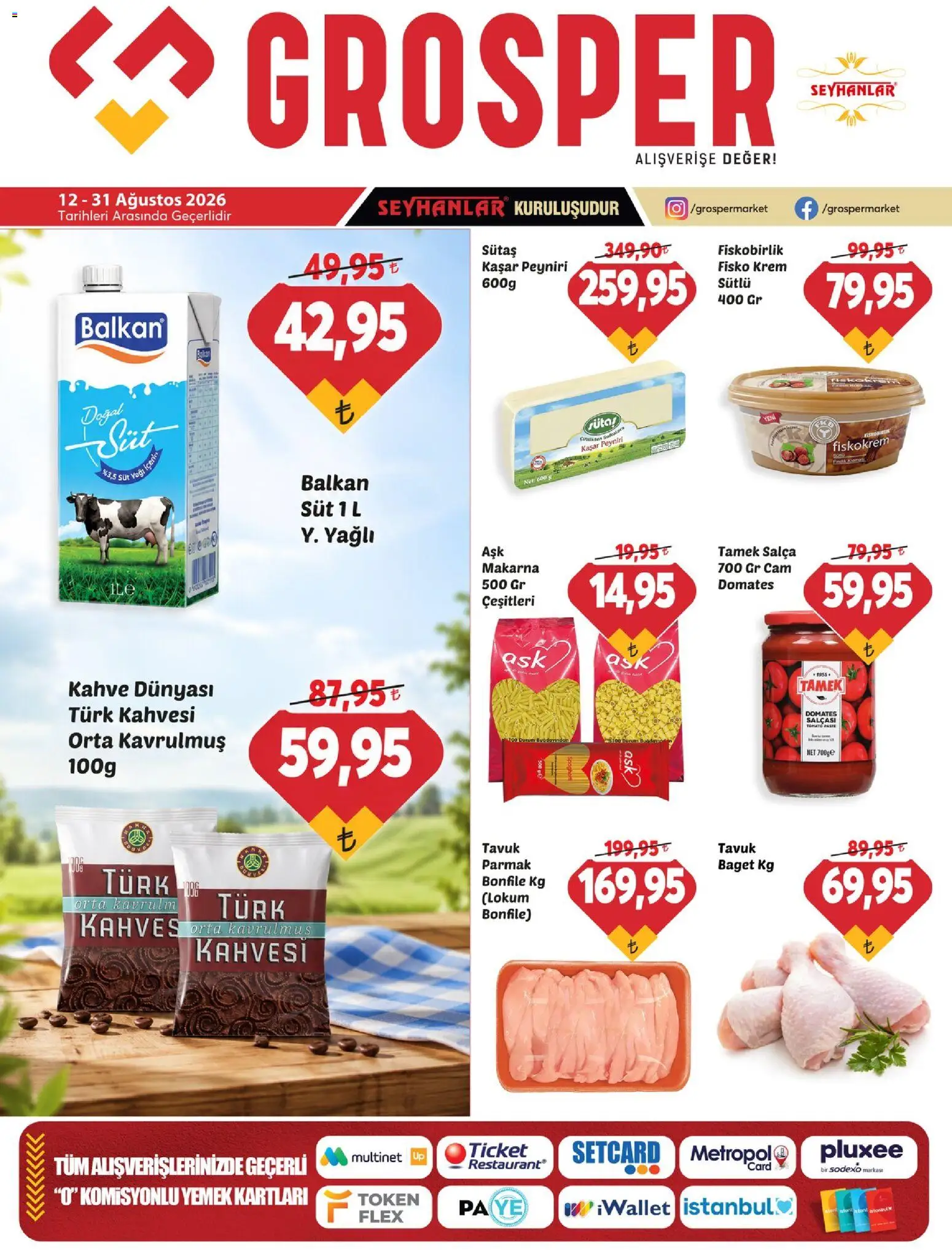 Grosper Katalog - 12 Ağustos 2026 tarihinden itibaren geçerlidir | Sayfa: 1 | Ürünler: Krem, Kahve, Makarna, Bonfile