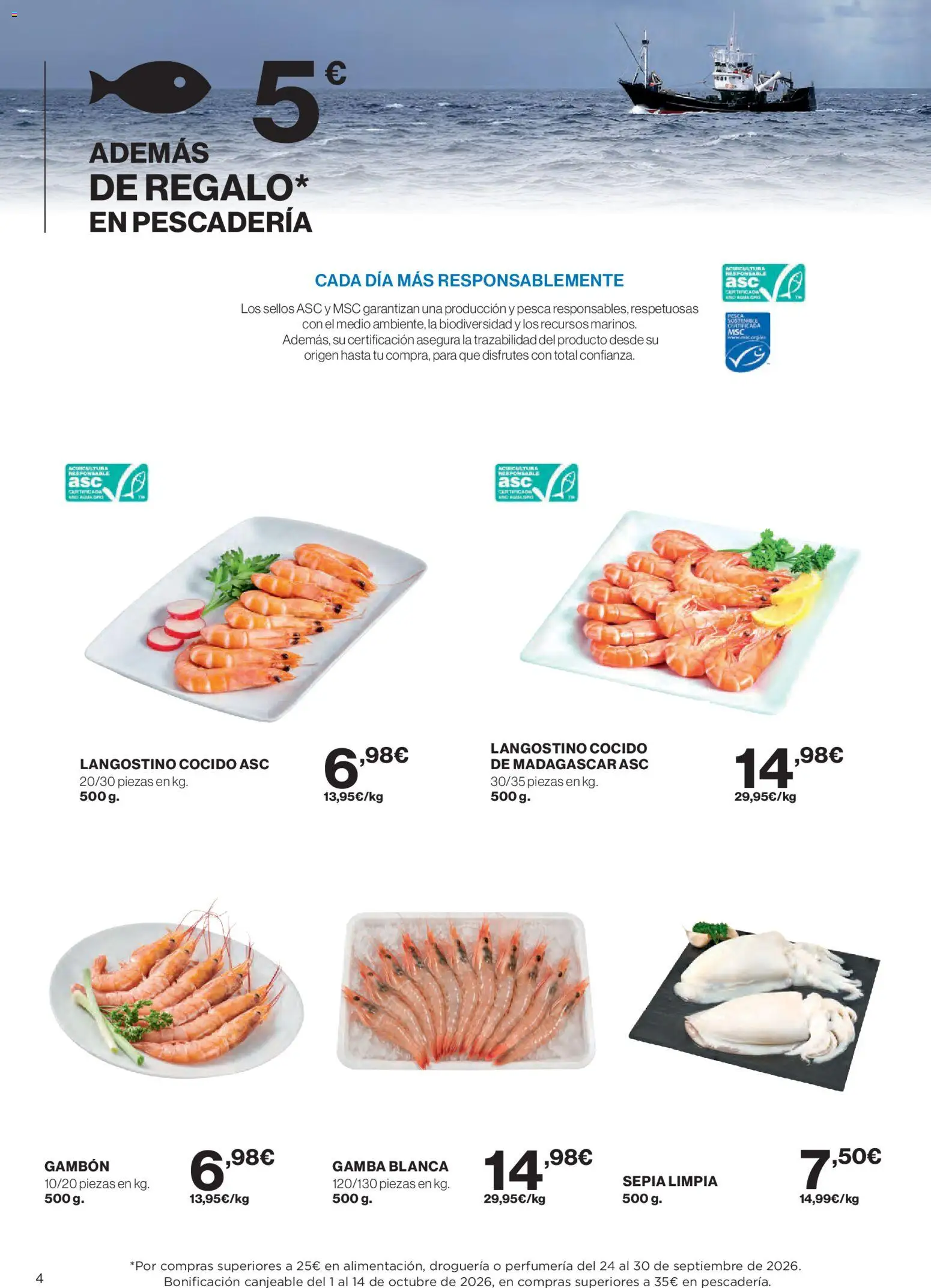 El Corte Inglés ofertas │ válido desde el 24/09/2026 | Página: 4 | Productos: Langostino, Gamba