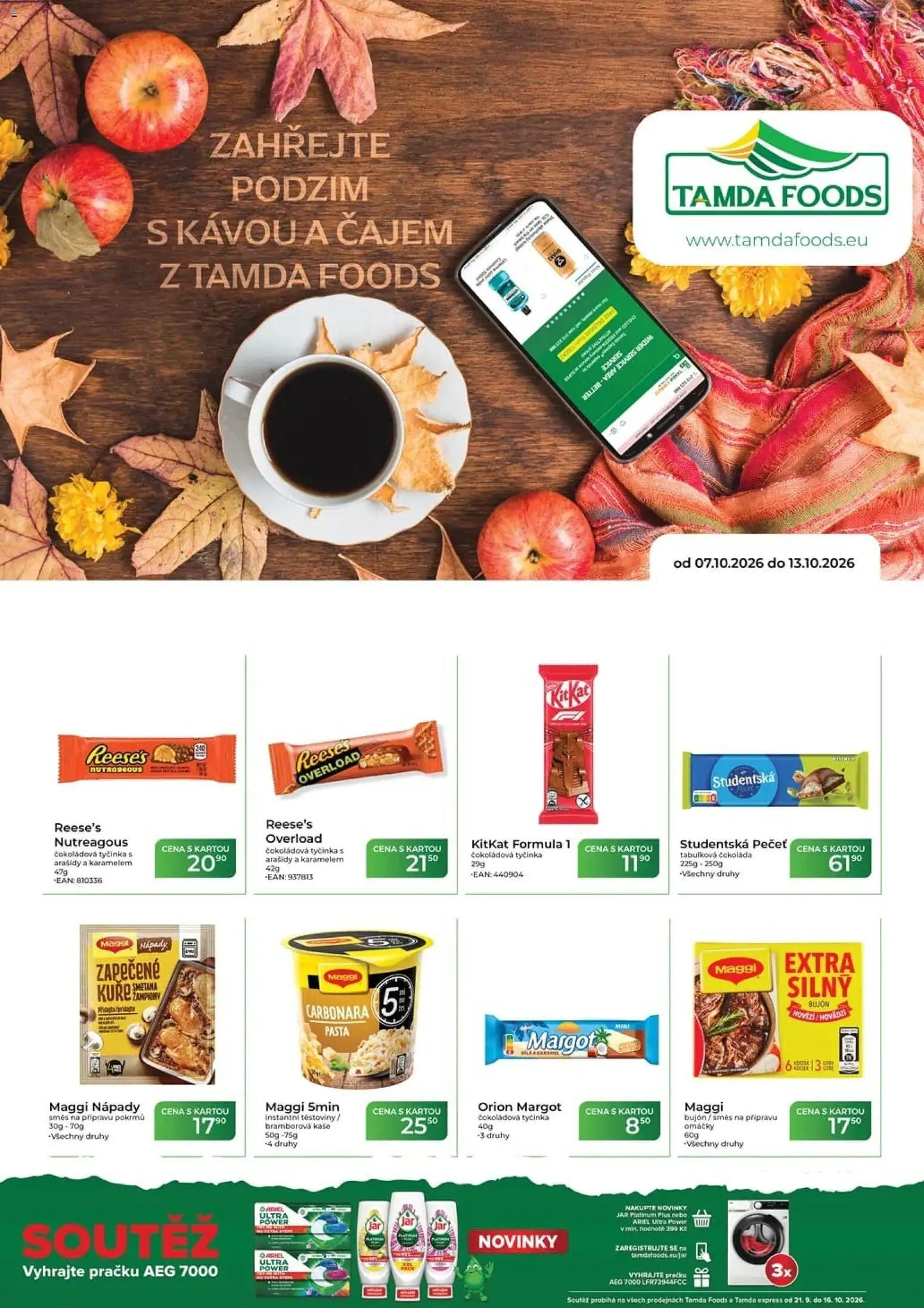 Tamda Foods leták od 07.10.2026 | Strana: 1 | Produkty: Tabulková čokoláda, Omáčky, Kaše, Jar