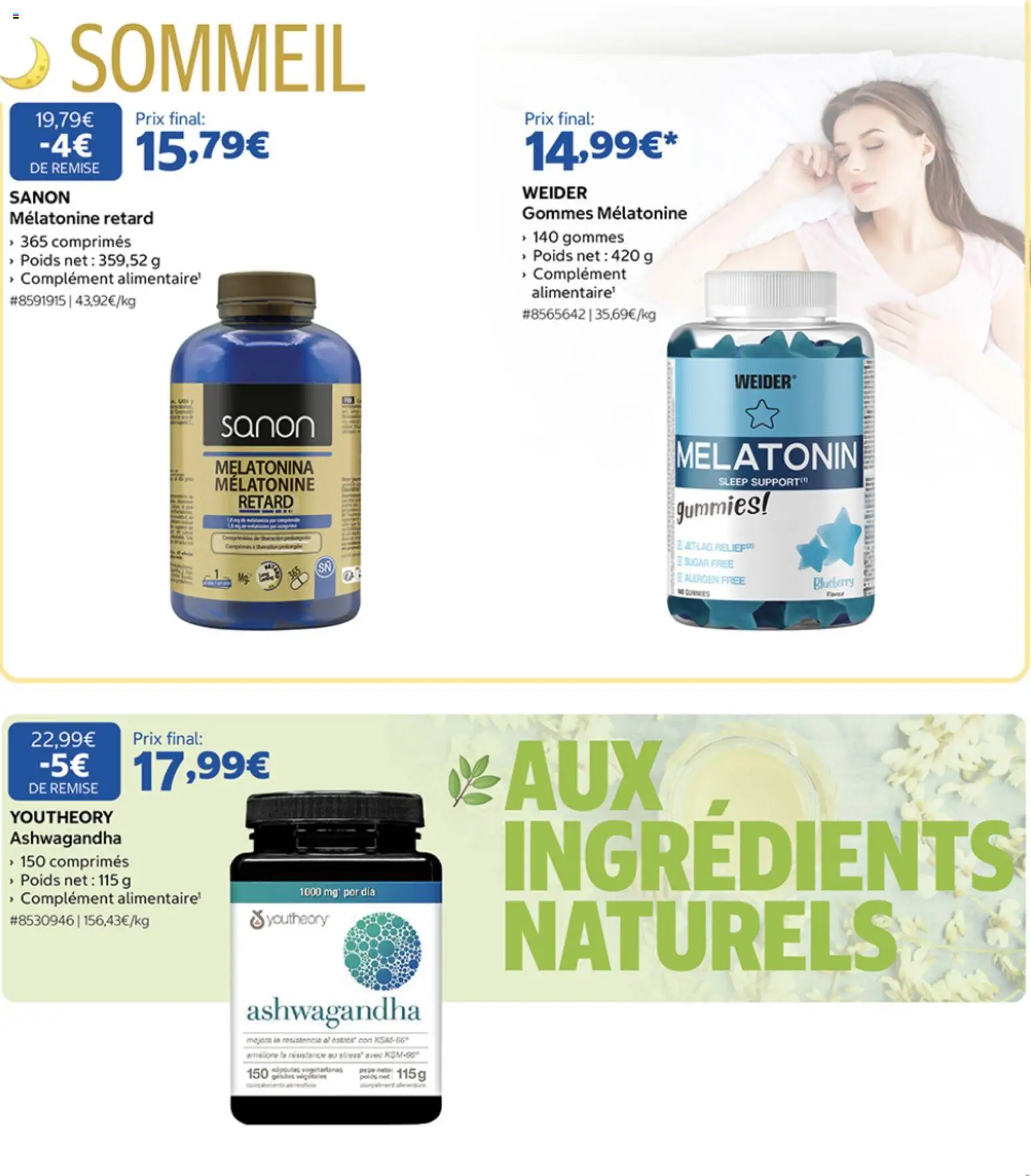 {H1} | Page: 4 | Produits: Ashwagandha, Ingrédients, Poids