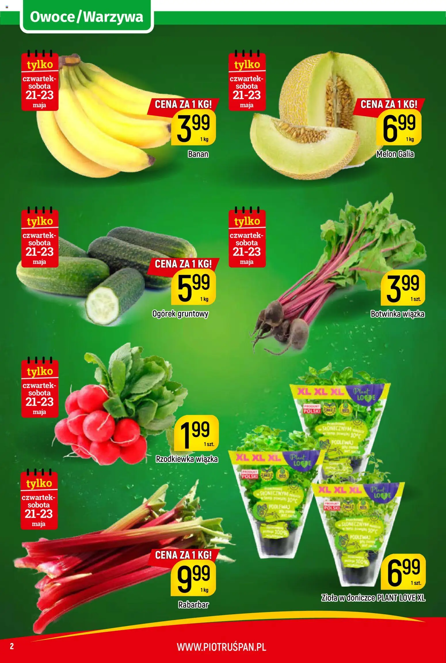 Piotruś Pan gazetka od 21.05.2026 | Strona: 2 | Produkty: Top, Melon, Banan, Owoce