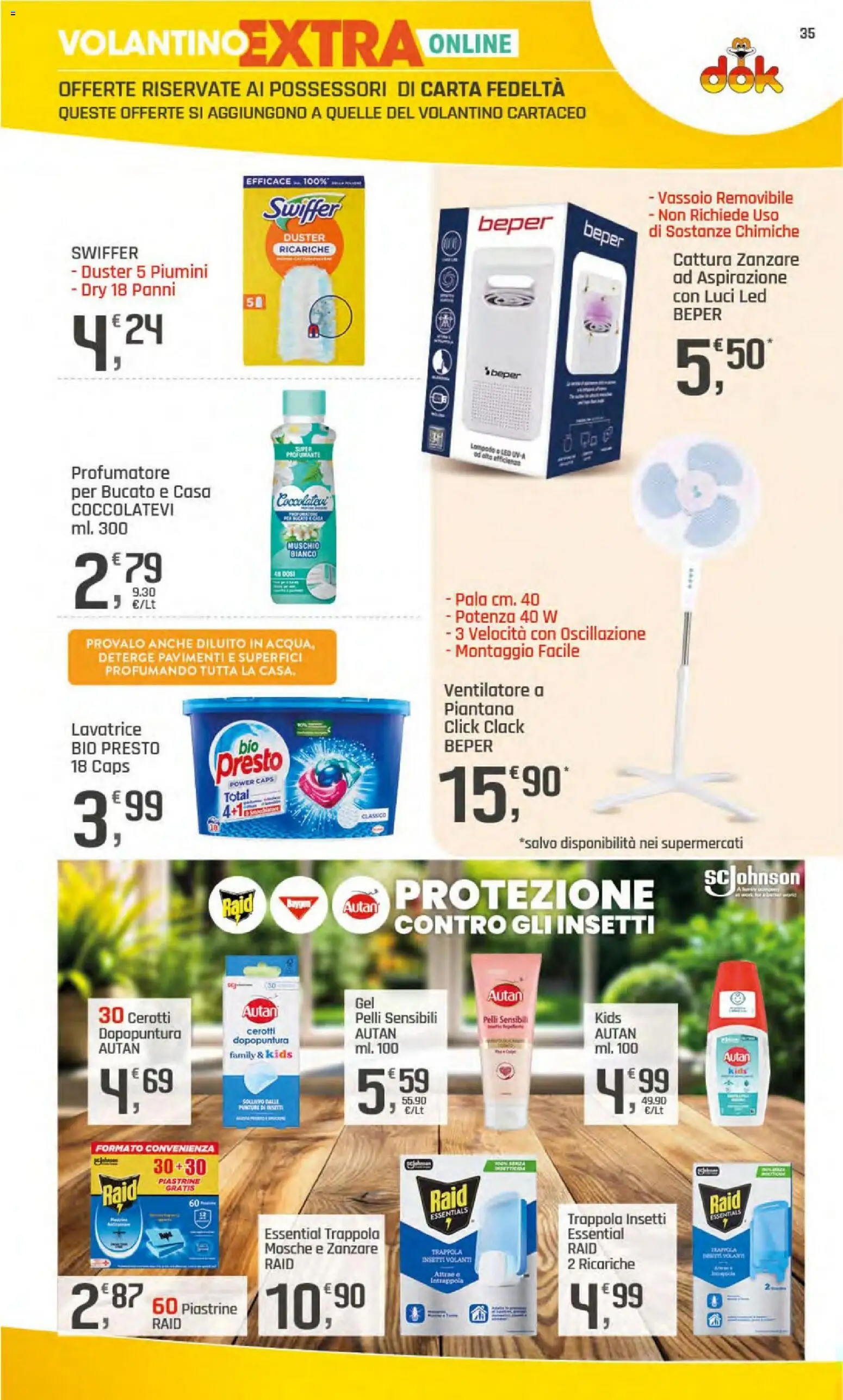 Volantino DOK del 23/07/2026 | Pagina: 35 | Prodotti: Ventilatore, Cerotti, Lavatrice, Uva