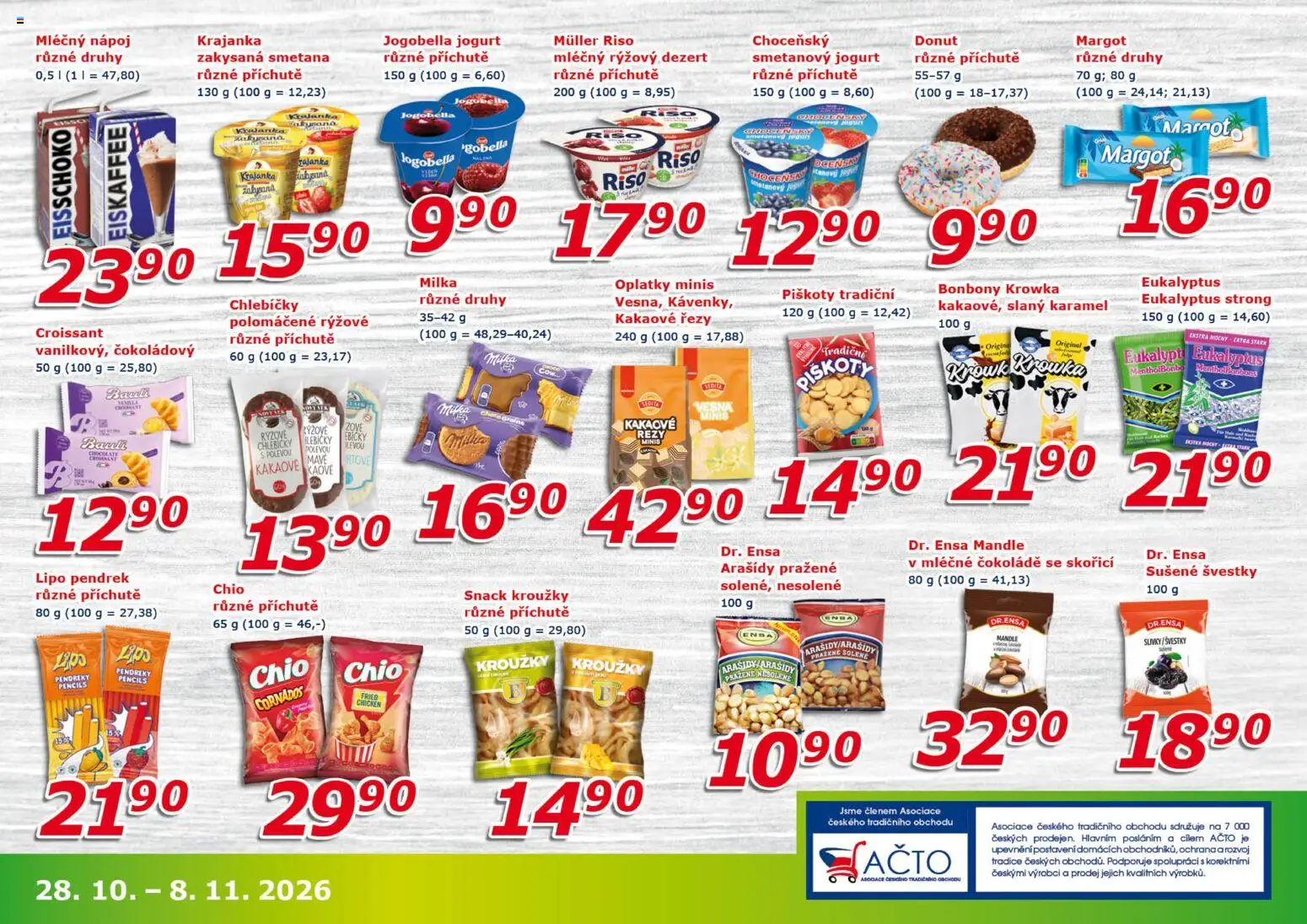Eso market leták od 28.10.2026 | Strana: 5 | Produkty: Smetana, Arašídy, Rýžové chlebíčky, Dezert