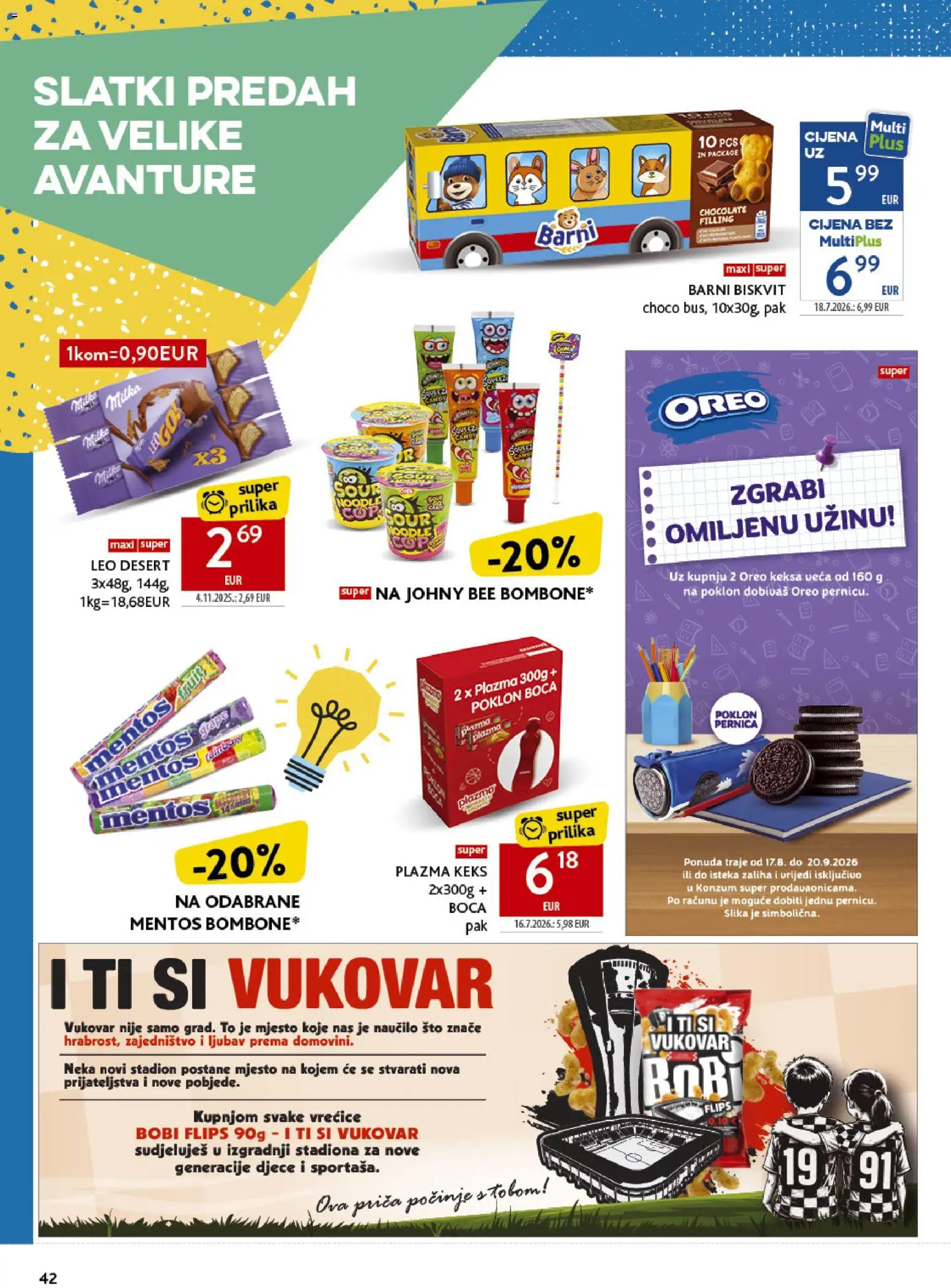Konzum HR akciós ujság - amely érvényes a következő dátumtól: 2026.08.17. | Oldal: 42 | Termékek: Milka, Oreo