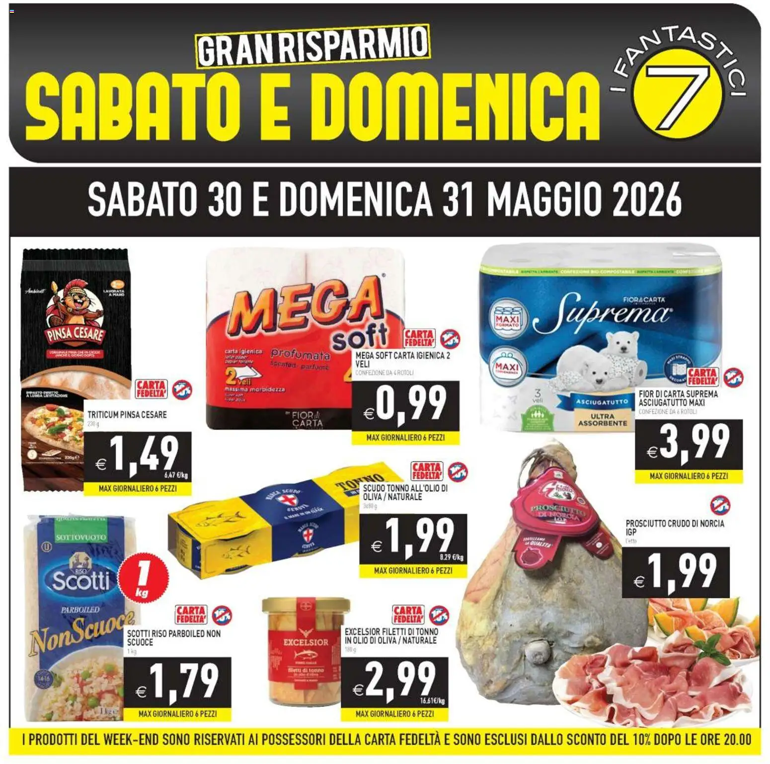 Volantino PIM Supermercati del 30.05.2026 | Pagina: 1 | Prodotti: Olio, Prosciutto, Tonno, Olio di Oliva