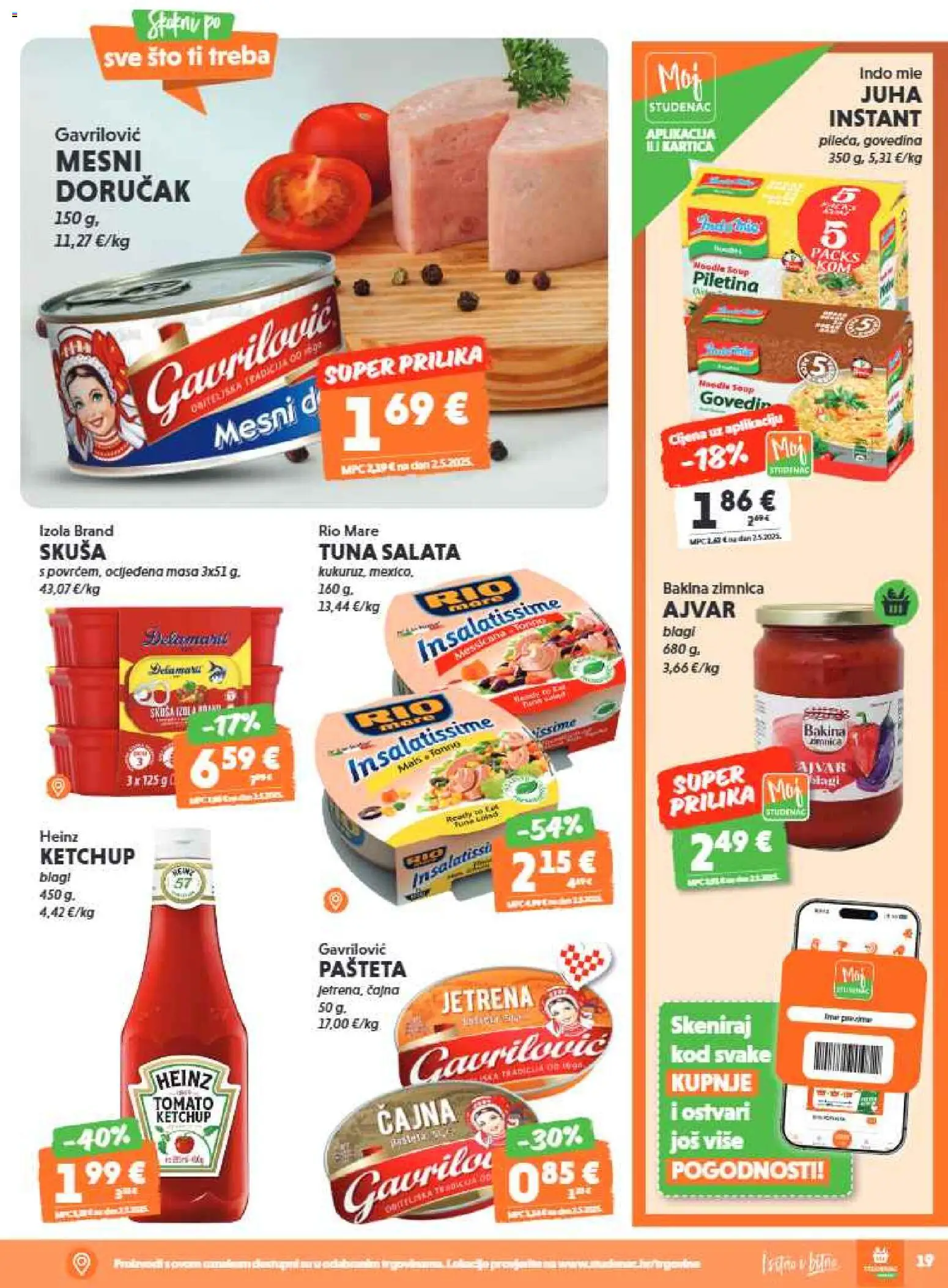 Studenac katalog | vrijedi od 13.05.2026 | Stranica: 19 | Proizvodi: Rio Mare, Govedina, Pašteta, Skuša