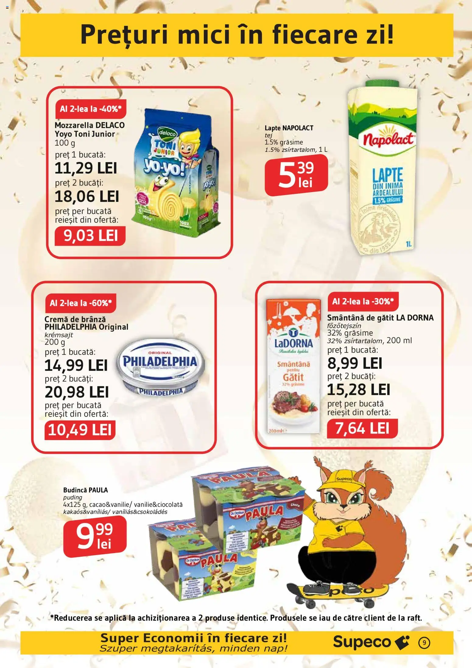Noul catalog Supeco – valabil de la 03.09.2026 | Pagină: 9 | Produse: Budincă, Mozzarella, Brânză, Cremă
