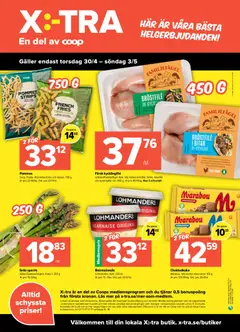 Coop X:-TRA erbjudanden - Förhandsvisning av reklamblad från butik Coop X:-TRA aktuell från 27.04.2026 | Sida: 8 | Produkter: Kycklingfile, Galler, Bearnaisesås, Sparris