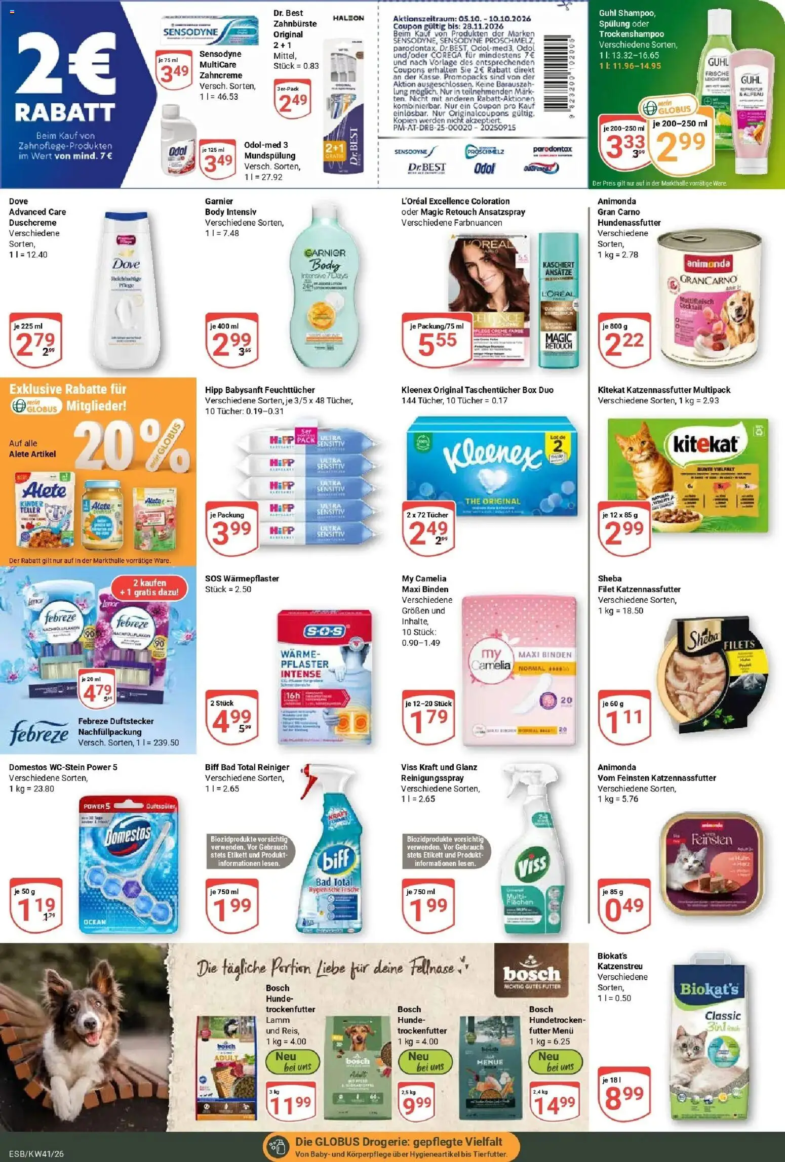 Globus Prospekt Eschborn (ab 05.10.2026) » Angebote online | Seite: 19 | Produkte: Sheba, Taschentücher, Zahnbürste, Duschcreme