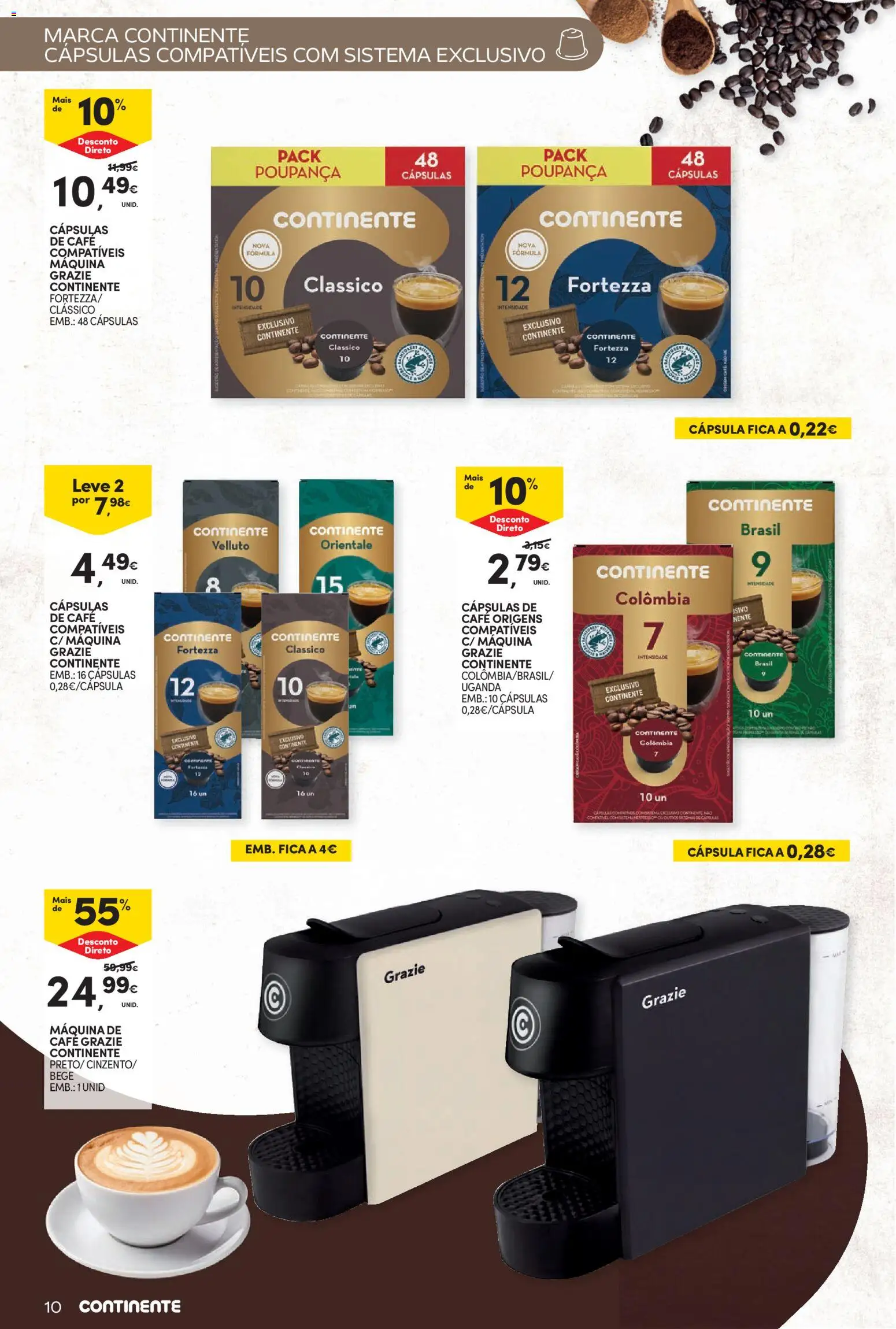 Continente Bebidas Quentes │ válido de 13/10/2026 | Página: 10 | Produtos: Máquina de café, Cápsulas, Café
