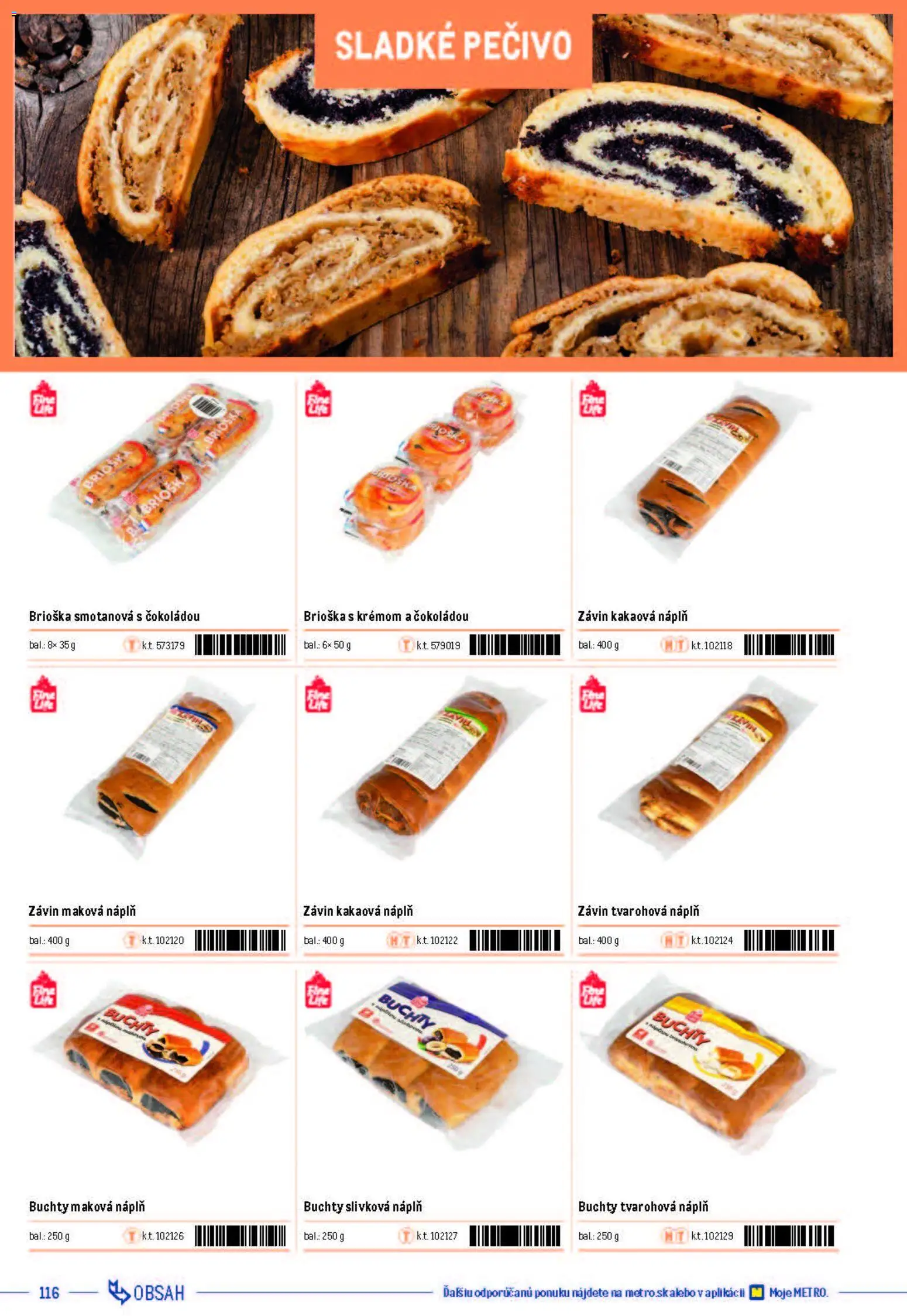 Nové Metro akcie – leták je platný od 05.12.2025 | Strana: 116 | Produkty: Závin, Brioška