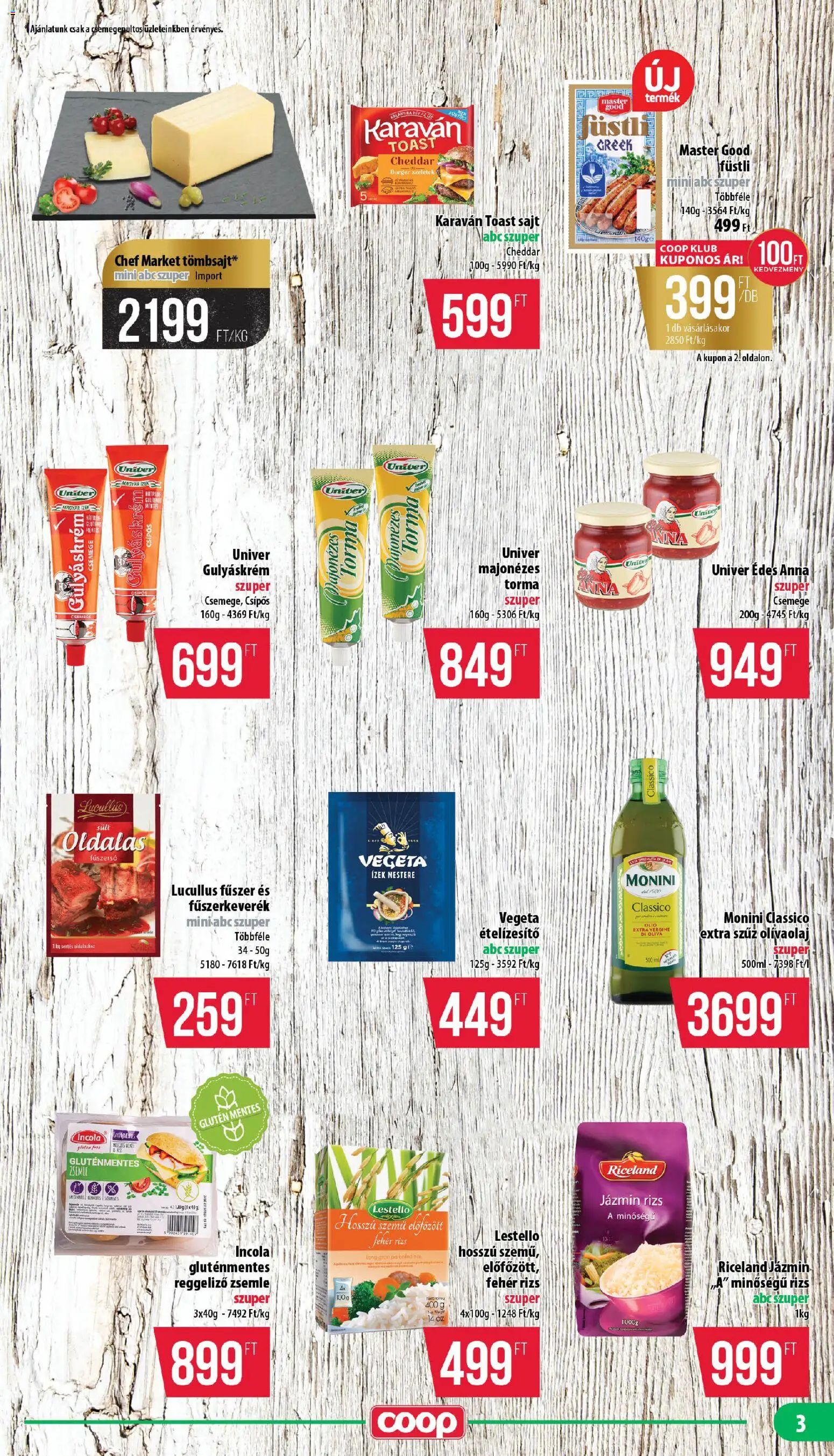 COOP akciós ujság - amely érvényes a következő dátumtól: 2026.09.24. | Oldal: 3 | Termékek: Gulyáskrém, Torma, Univer, Rizs