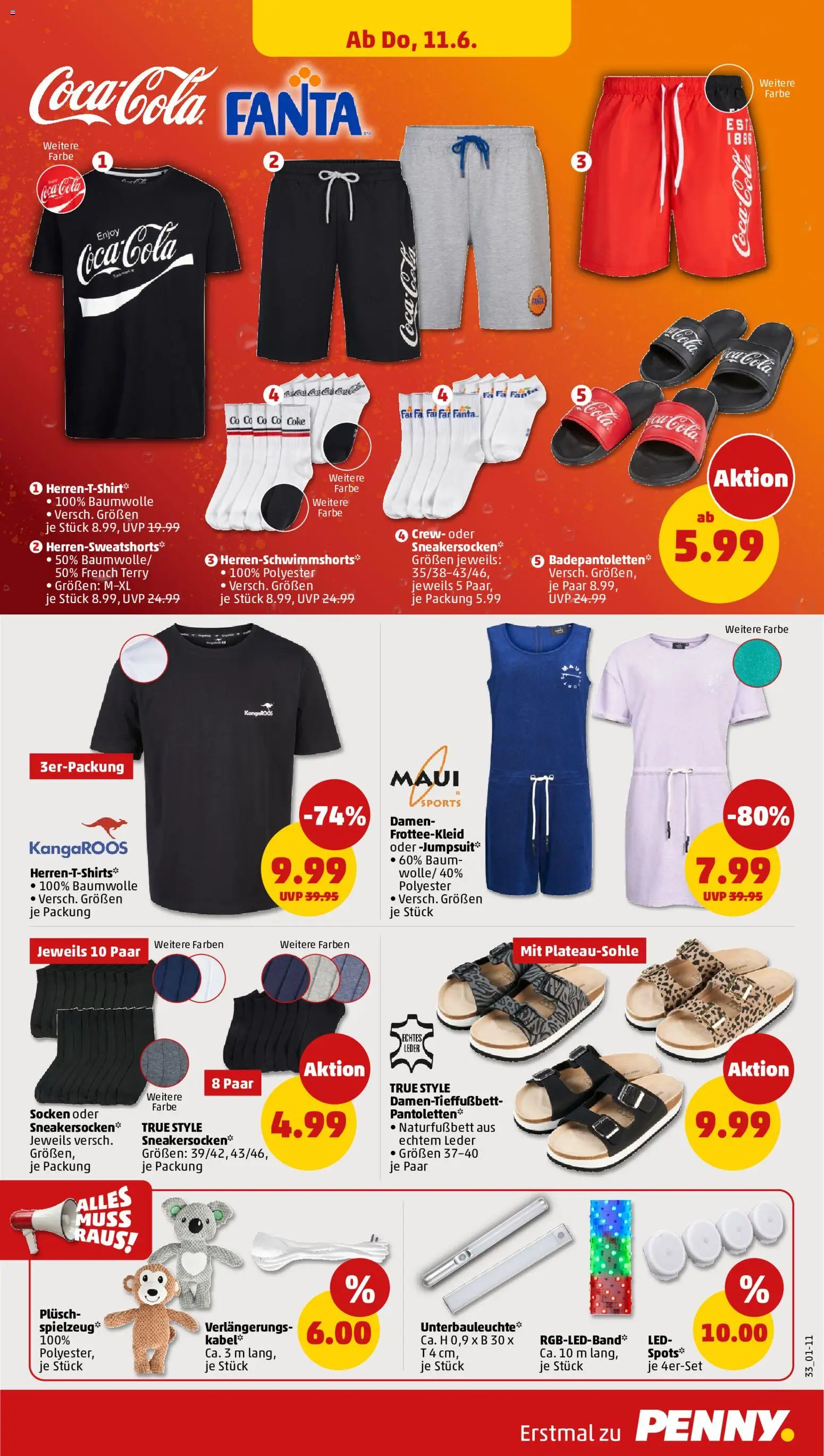 Penny Prospekt – gültig ab 08.06.2026 | Seite: 35 | Produkte: Kabel, Jumpsuit, Coca cola, Socken