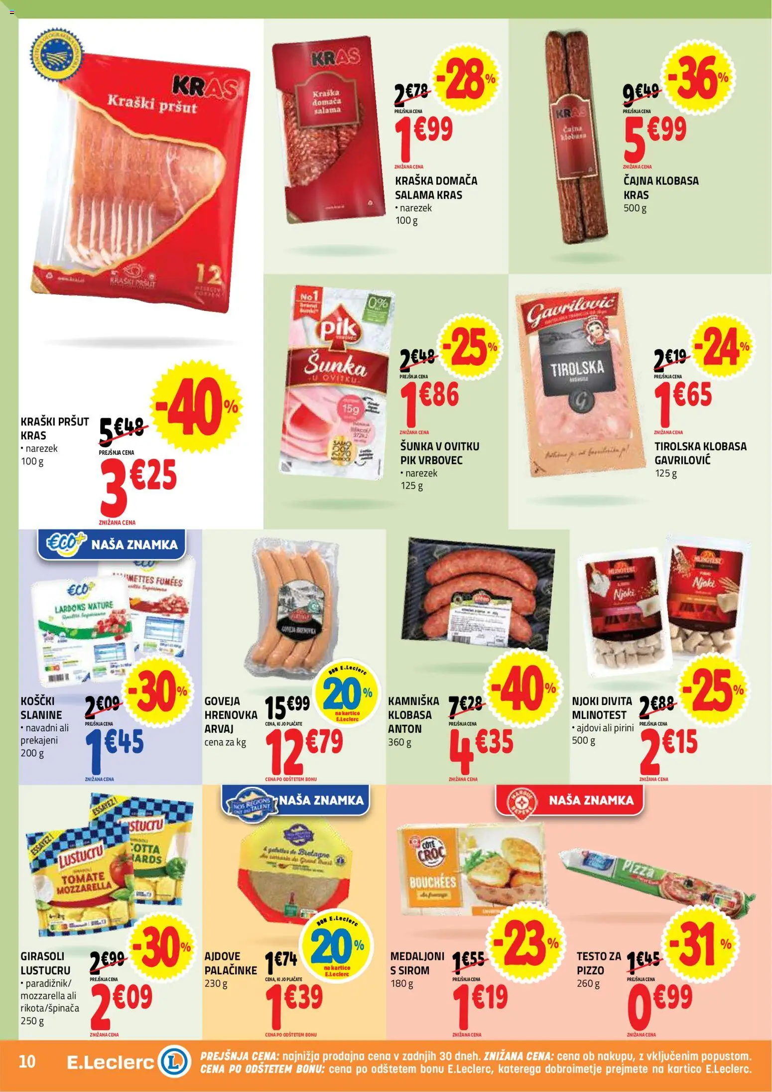 Novi E.leclerc katalog ponudbe – veljaven od 15.07.2026 | Stran: 10 | Izdelki: Narezek, Palačinke, Salama, Sunka