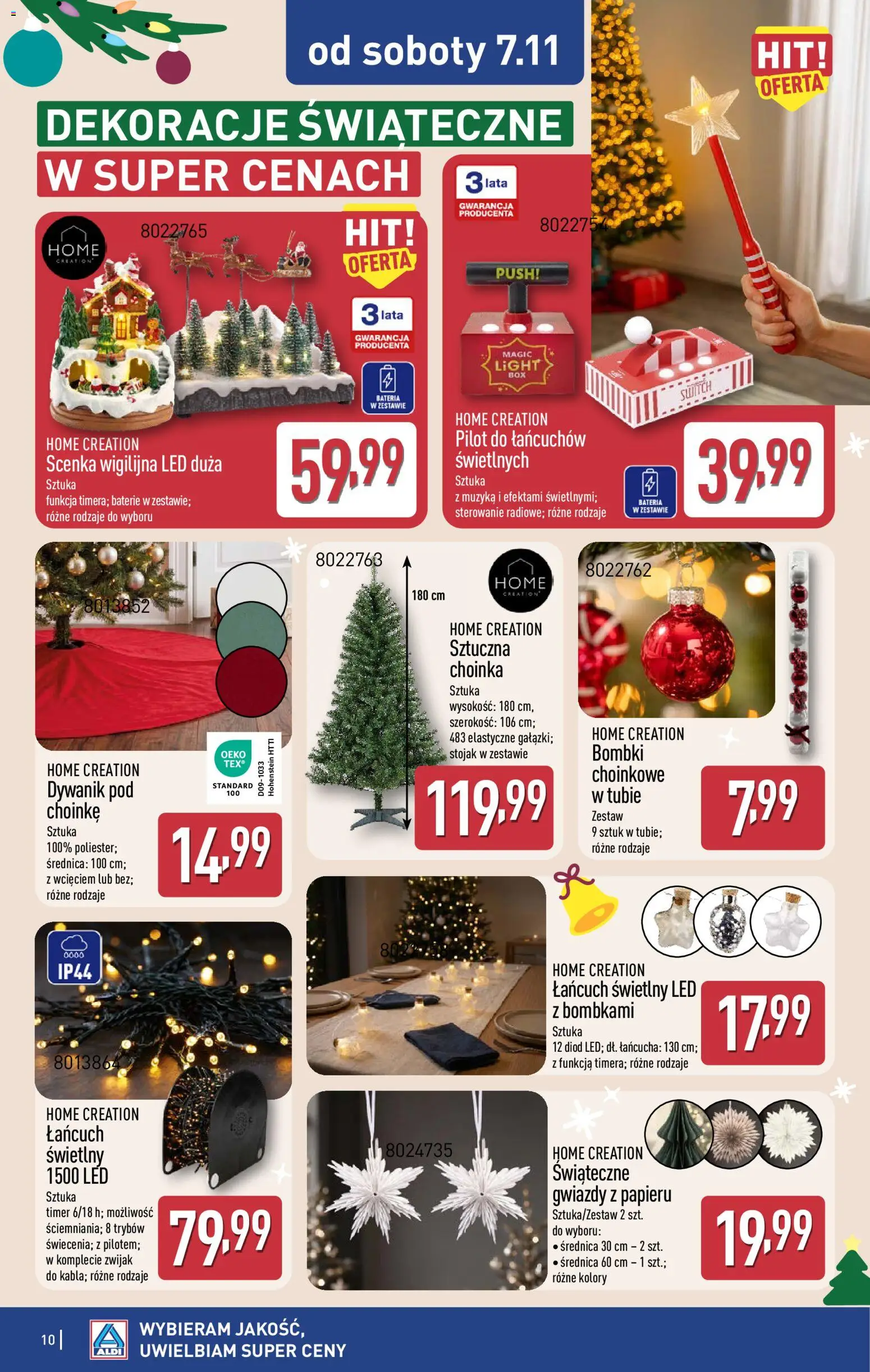 Aldi gazetka - Artykuły przemysłowe i tekstylia od 04.11.2026 | Strona: 10 | Produkty: Choinka, Baterie, Dekoracje, Bateria
