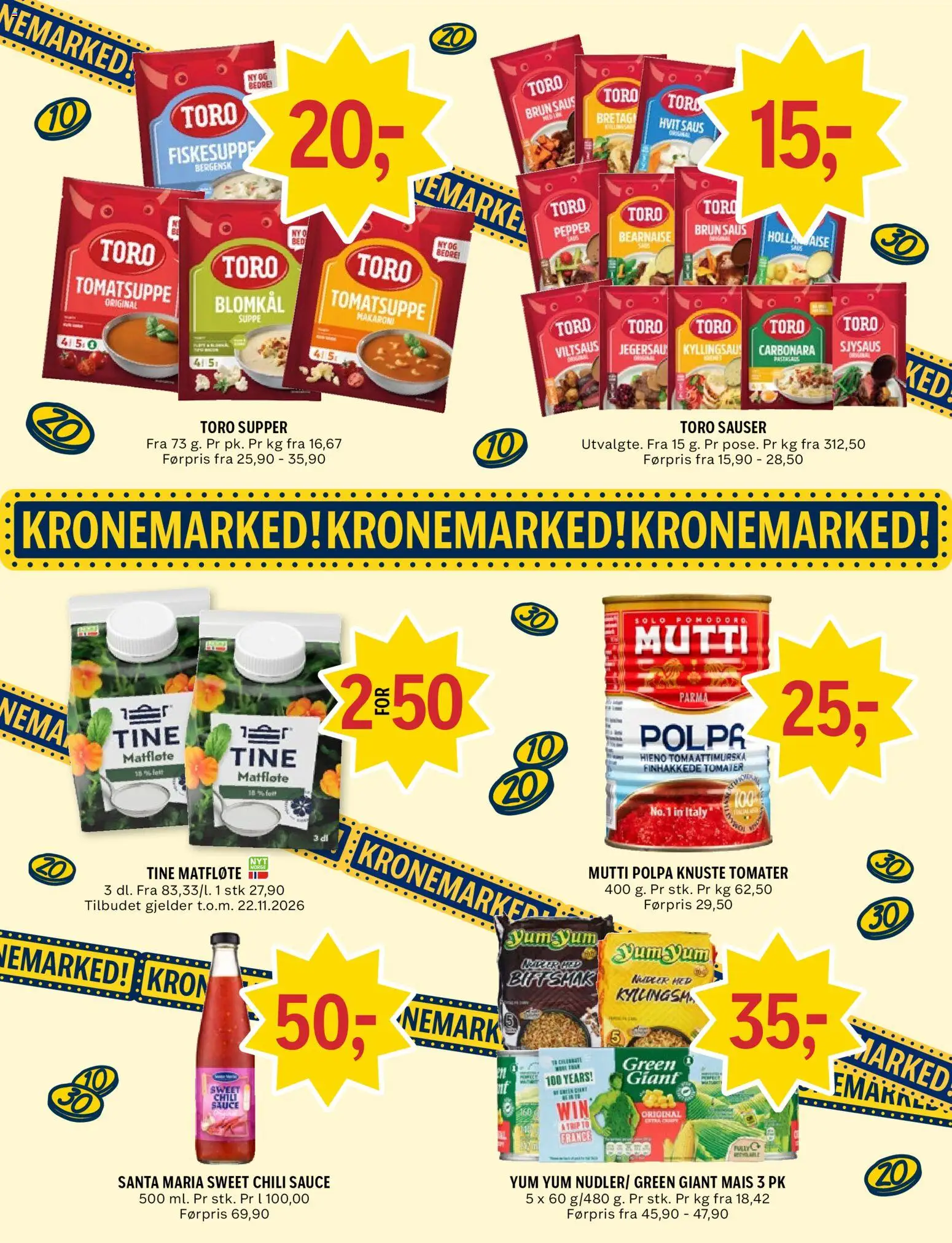 {H1} | Side: 5 | Produkter: Biff, Blomkål, Fiskesuppe, Matfløte