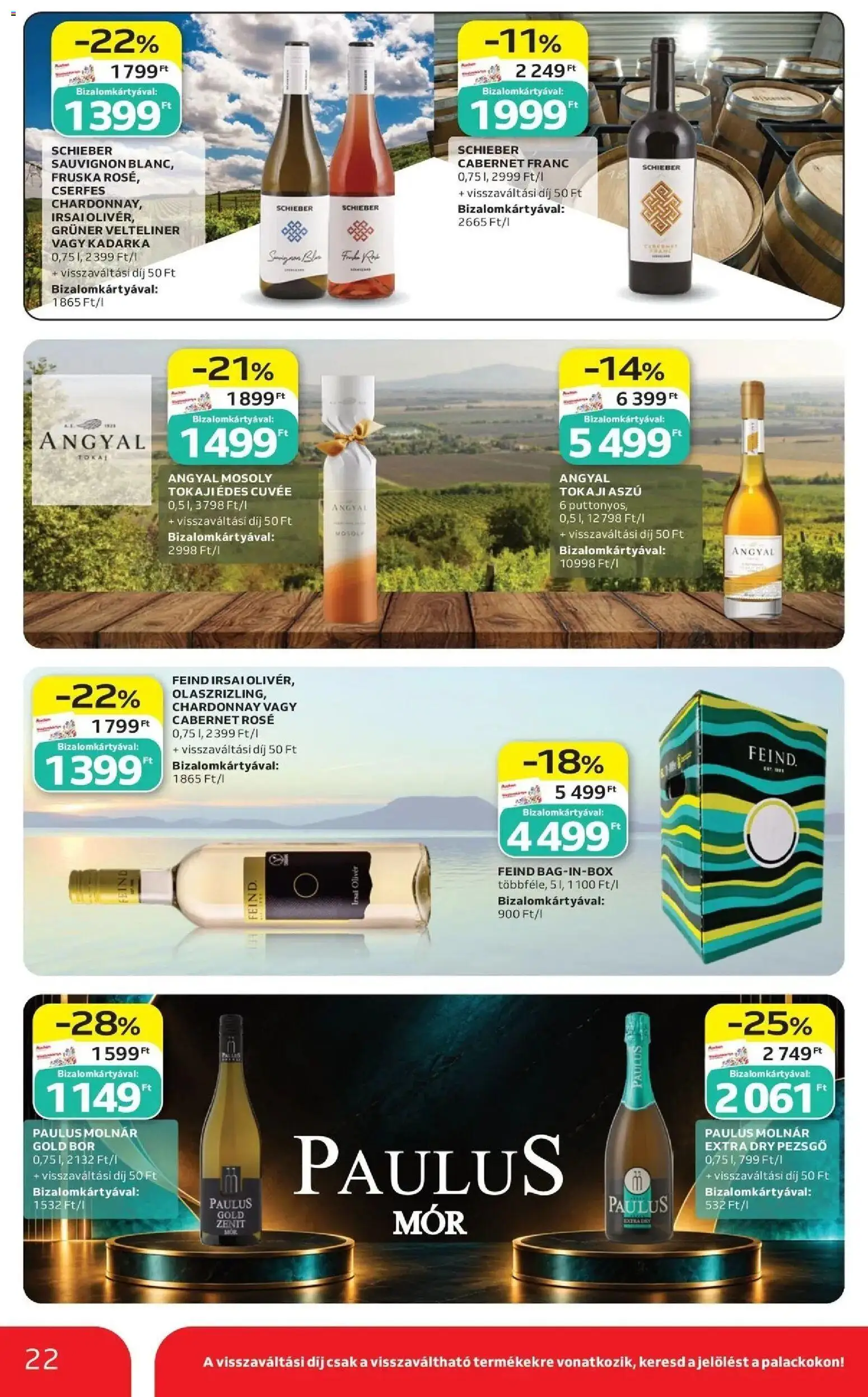 Auchan akciós újság Miskolc - 2026.10.29. -tól/töl > akció, lapozható szórólap 🛍️ | Oldal: 22 | Termékek: Cabernet, Pezsgő, Bor, Rosé