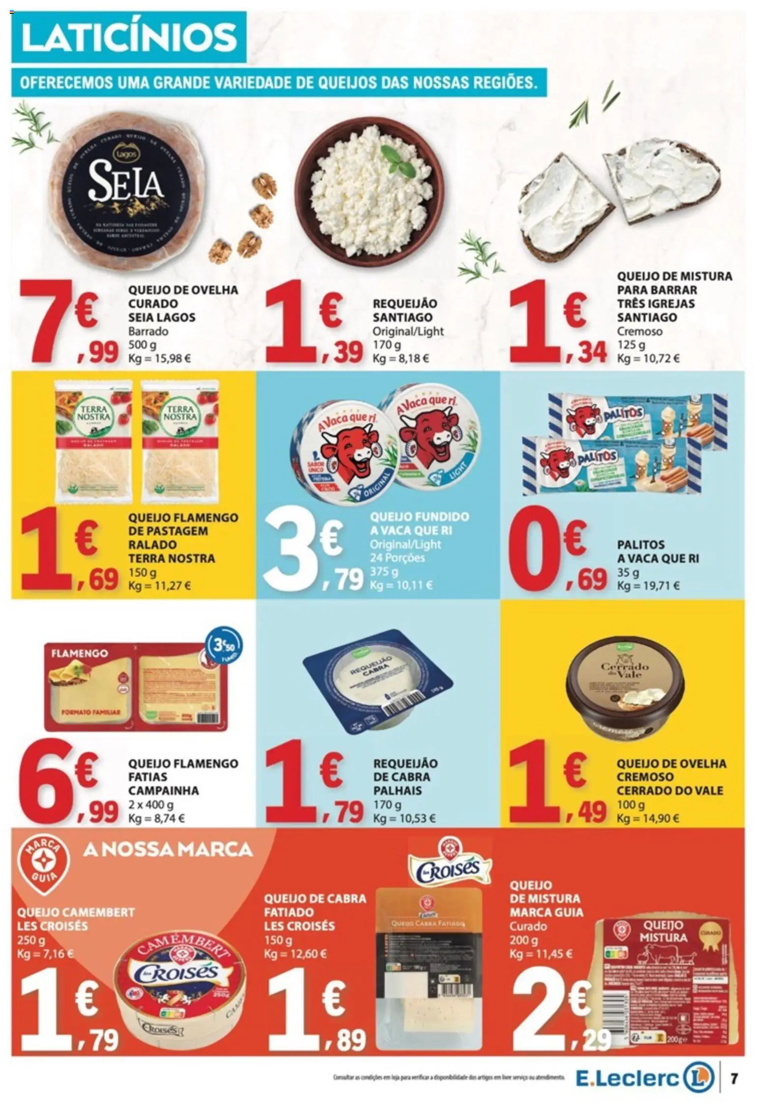 E.Leclerc folheto │ válido de 01/10/2026 | Página: 7 | Produtos: Camembert, Laticínios, Requeijão, Queijo camembert
