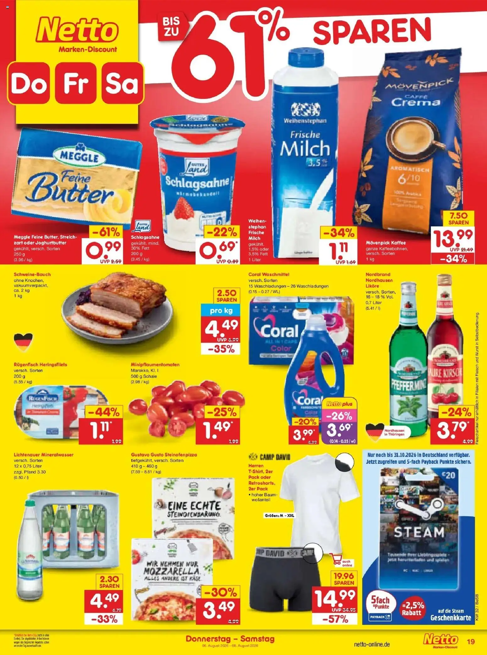 Netto Marken-Discount Prospekt – gültig ab 03.08.2026 | Seite: 37 | Produkte: Schlagsahne, Wurst, Movenpick kaffee, Fleisch