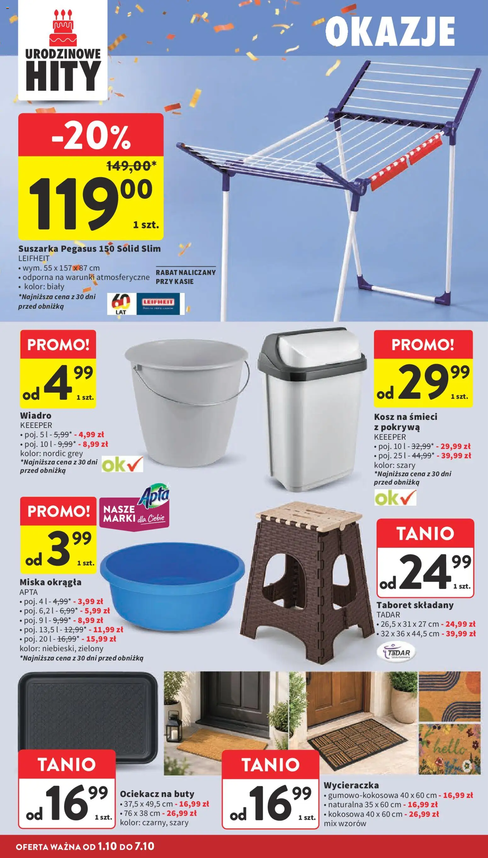 Intermarche gazetka od 01.10.2026 | Strona: 44 | Produkty: Buty, Suszarka, Kosz, Wycieraczka