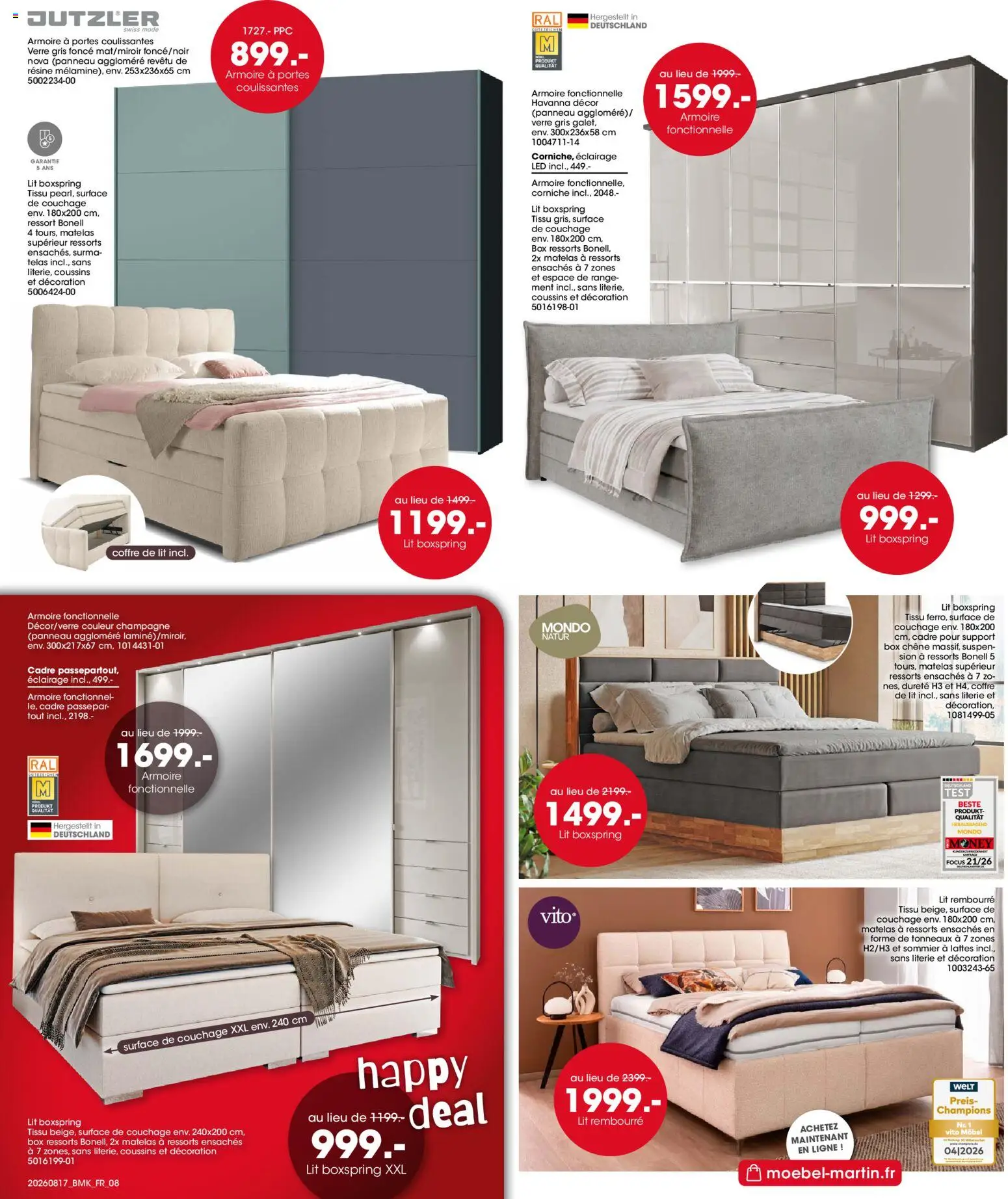 {H1} | Page: 8 | Produits: Matelas, Armoire, Éclairage, Cadre