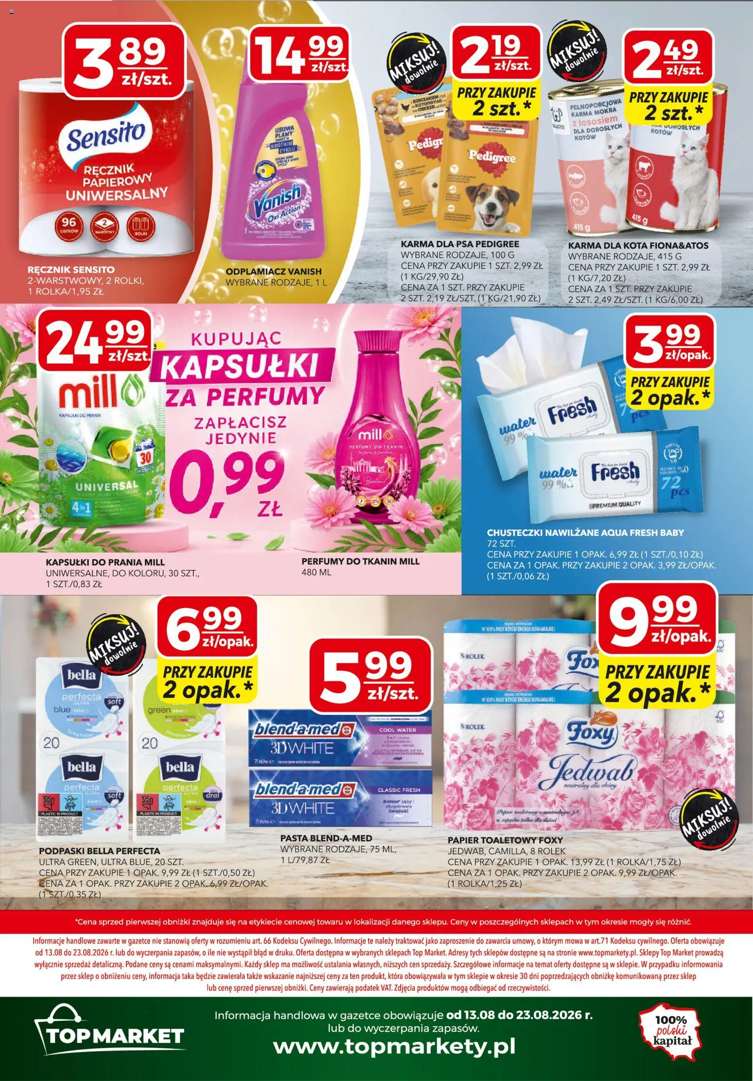 Top Market gazetka od 13.08.2026 | Strona: 12 | Produkty: Vanish, Papier toaletowy, Perfumy, Karma