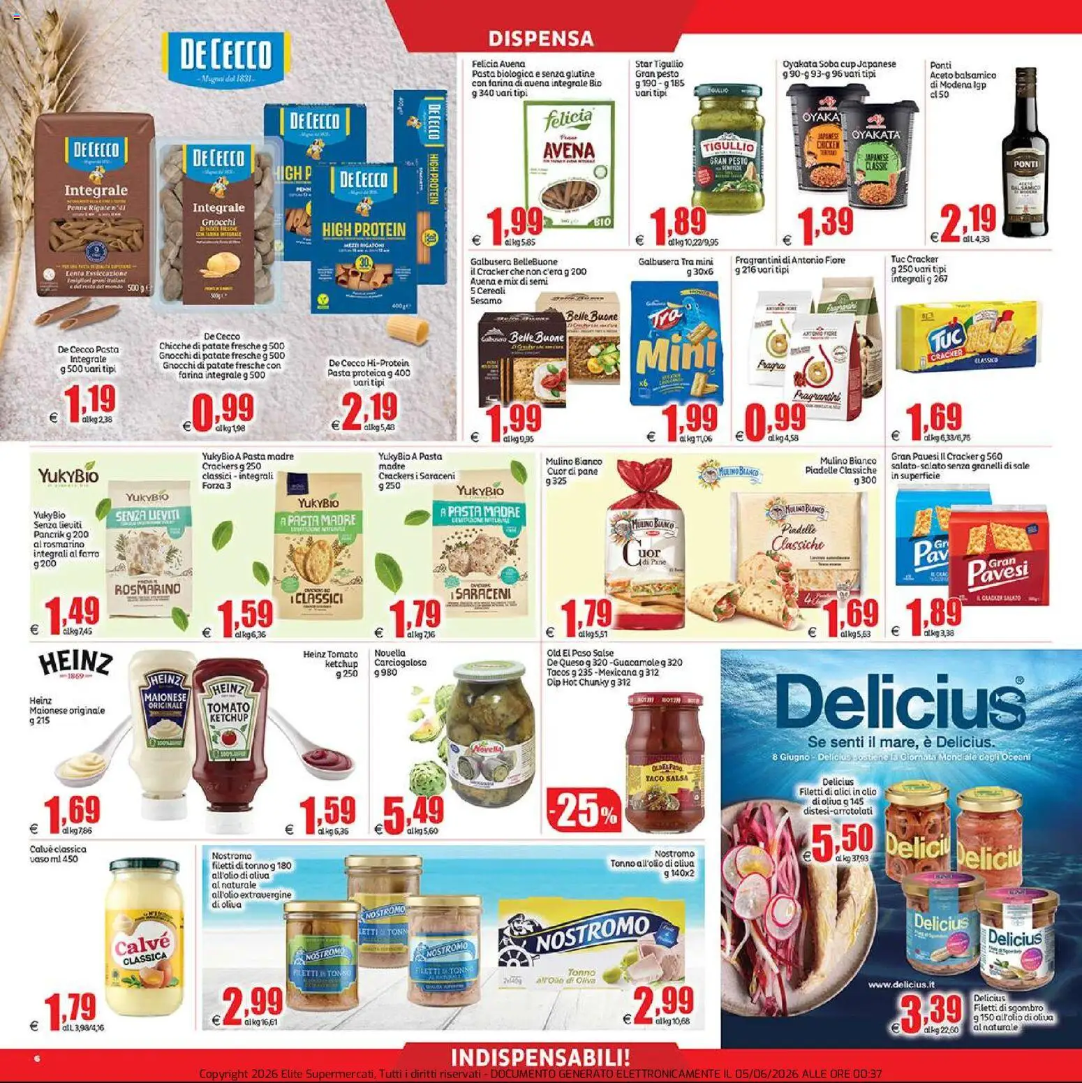Volantino Elite Supermercati del 05.06.2026 | Pagina: 6 | Prodotti: Ketchup, Farina, Pesto, Alici