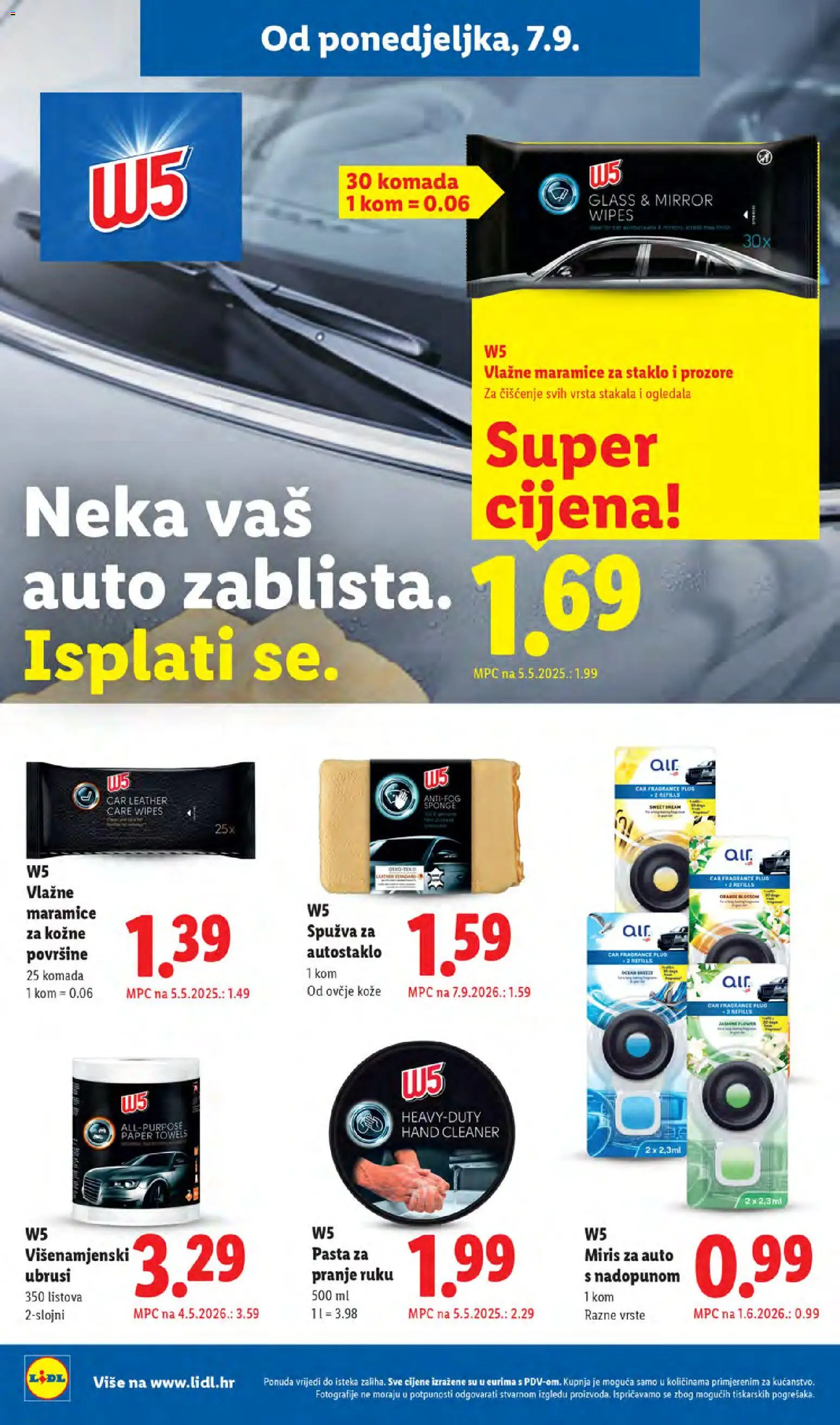 Lidl katalog | vrijedi od 07.09.2026 | Stranica: 28 | Proizvodi: Spužva, Vlažne maramice, Ogledala, Miris za auto